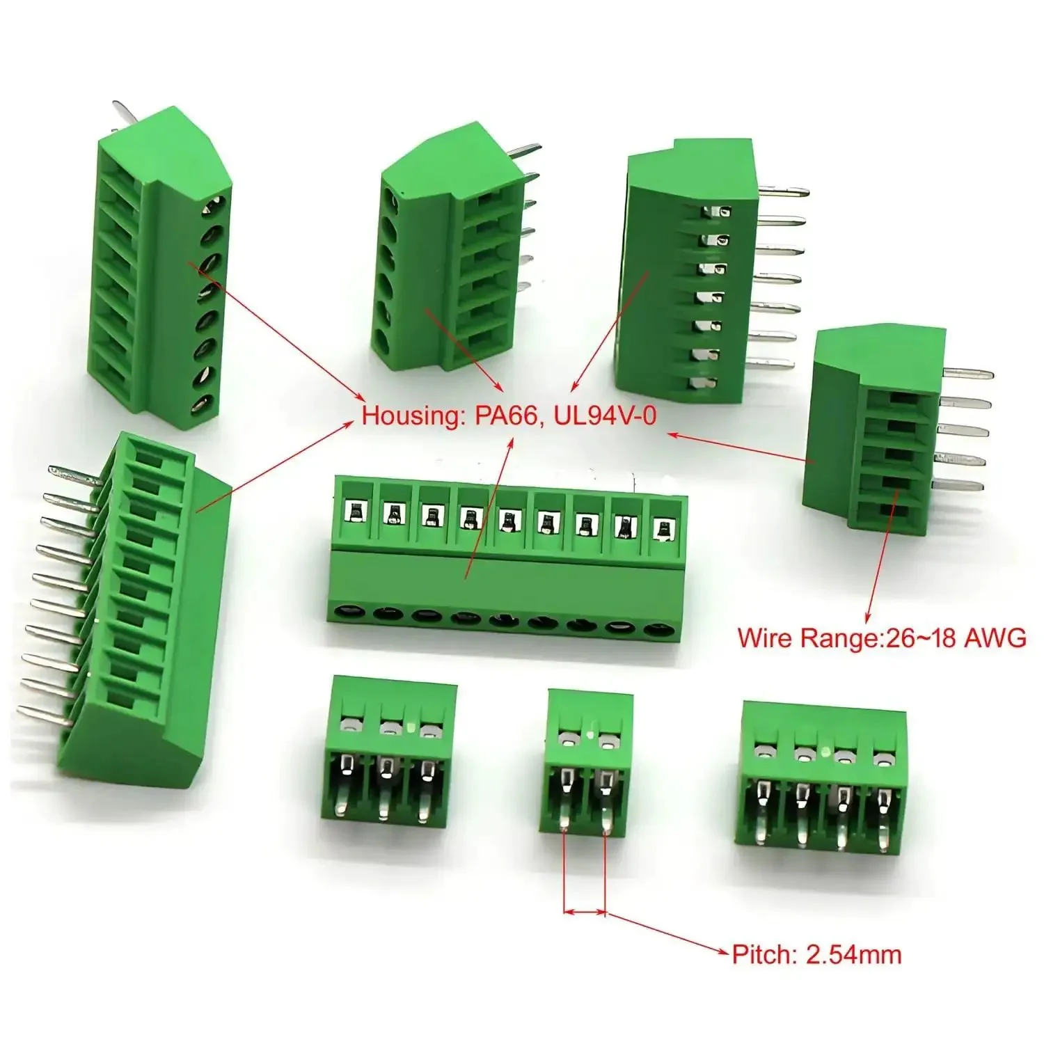 50 Pack 2.54mm Pitch Screw Terminal Block Kit 2P 3P 4P PCB Mount Connectors For Arduino And Raspberry Pi 6A 150V 18-26AWG Wire Mixed Pack Easy Clamp No Solder Required - Image 4