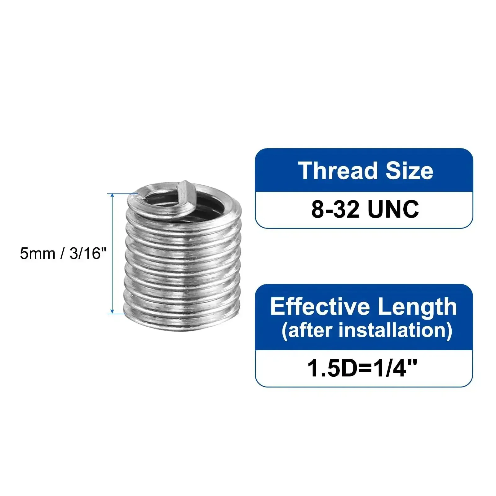 50 Pack Helical Wire Thread Inserts 8 32 UNC 304 Stainless Steel Coiled Thread Repair Kit For Mechanical Equipment Easy Install And Long Lasting Strength - Image 7