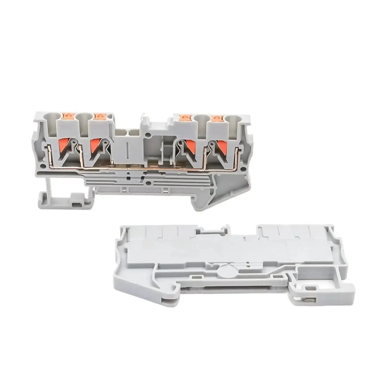 50 Pack PT 2.5 Quattro 4 Wire Terminal Block For DIN Rail With Spring Clamp Quick Safe Electrical Connection 0.5mm2 Compact Rail Type Gray Ideal For Quick Wiring Easy Installation Durable And Insulated Connection