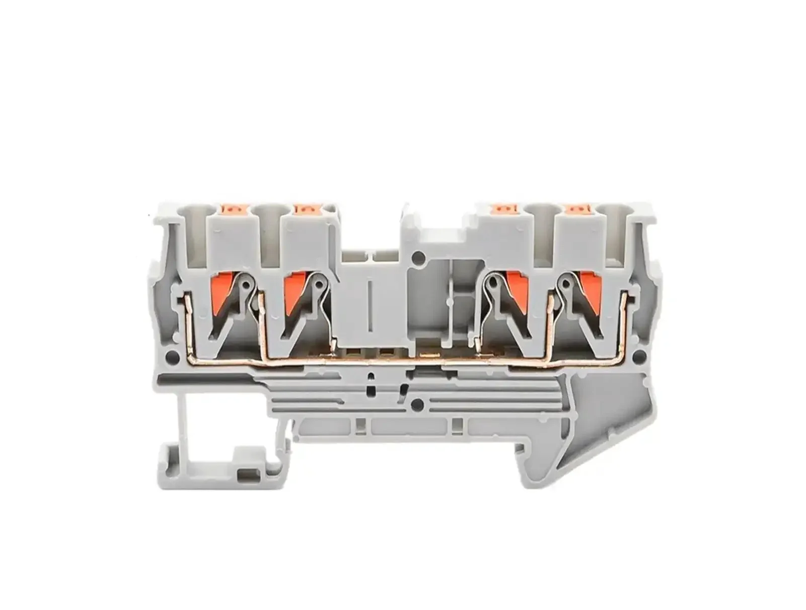 50 Pack PT 2.5 Quattro 4 Wire Terminal Block For DIN Rail With Spring Clamp Quick Safe Electrical Connection 0.5mm2 Compact Rail Type Gray Ideal For Quick Wiring Easy Installation Durable And Insulated Connection - Image 4