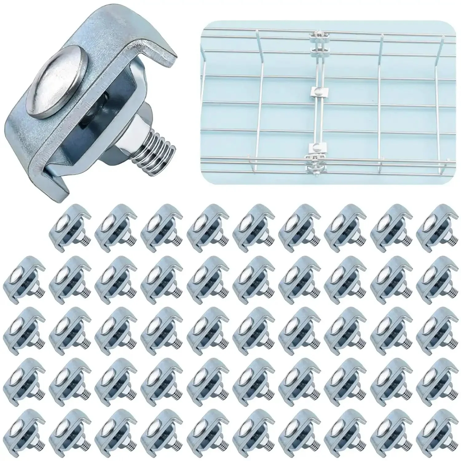 50 Pack Wire Mesh Cable Tray Coupler Kit for Basket Cable Management, Heavy Duty Steel End To End Splice Connector Reinforced Joint Clamp Fits 4 To 6 mm Diameter Basket Trays