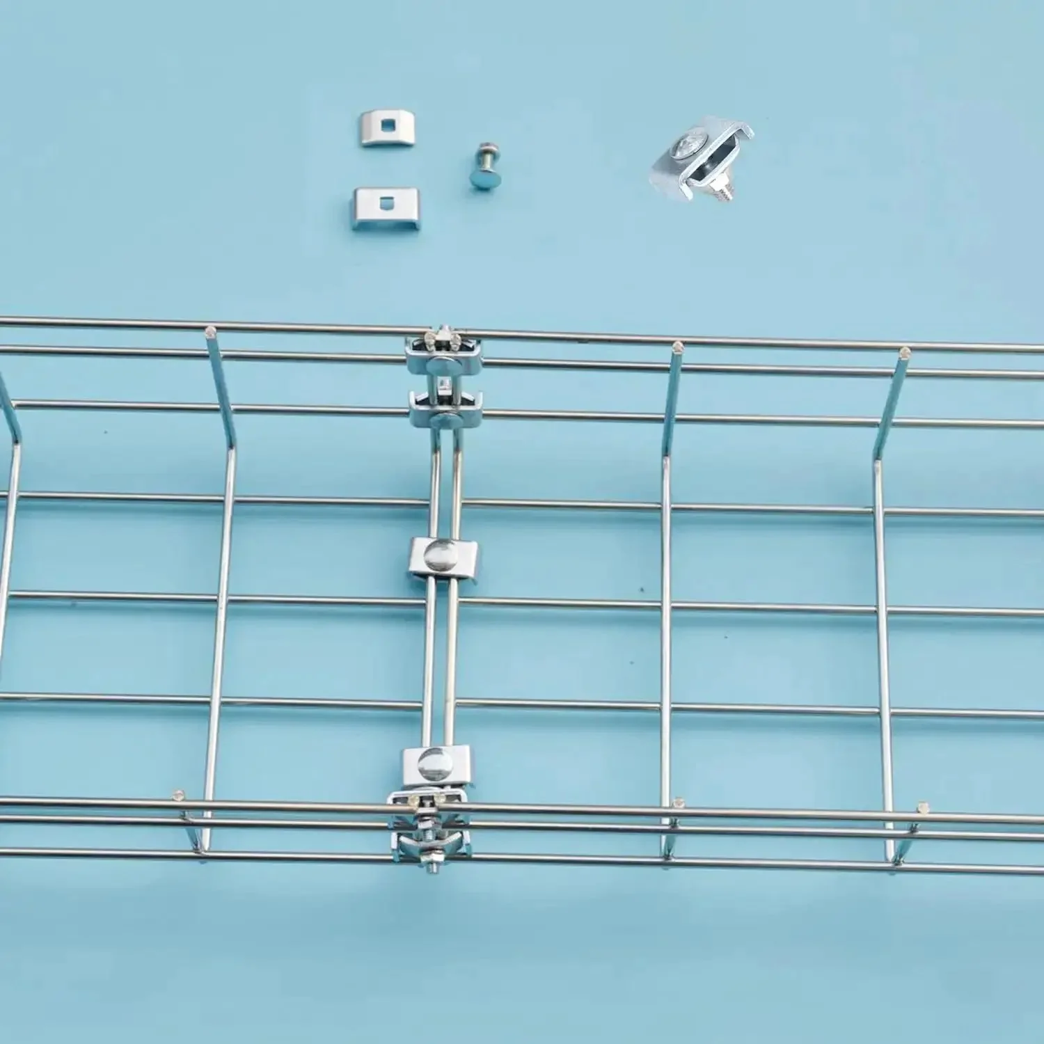 50 Pack Wire Mesh Cable Tray Coupler Kit for Basket Cable Management, Heavy Duty Steel End To End Splice Connector Reinforced Joint Clamp Fits 4 To 6 mm Diameter Basket Trays - Image 4