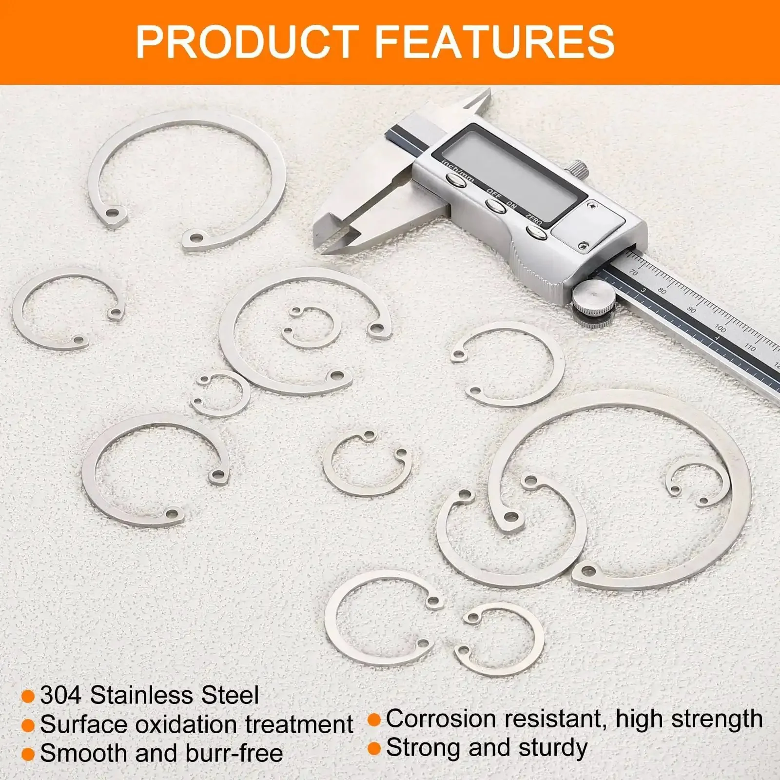 50 Pcs 16.6mm Inner Retaining Ring Circlip 304 Stainless Steel Snap Rings C Clips GB893 For Grooved Shafts Studs Silver Tone High Tensile 700 MPa Ideal For Precision Machinery And Automotive Applications DIY Projects - Image 4