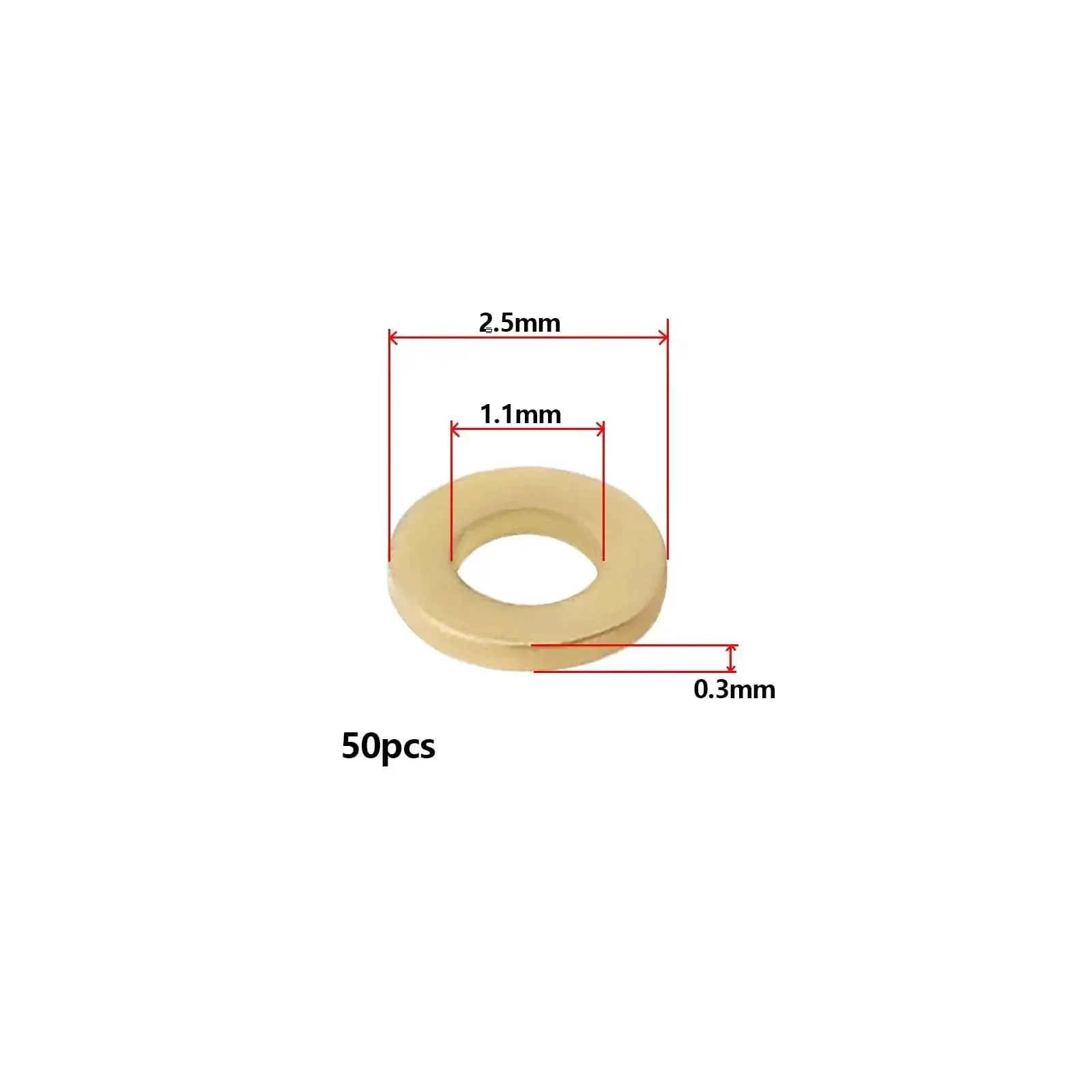 50 Pcs M1.0 Brass Washers Flat Copper Sealing Washers Gaskets For Electronics Hardware Lighting Furniture And More Great For DIY Projects Reduces Friction Prevents Loosening Distributes Pressure - Image 5