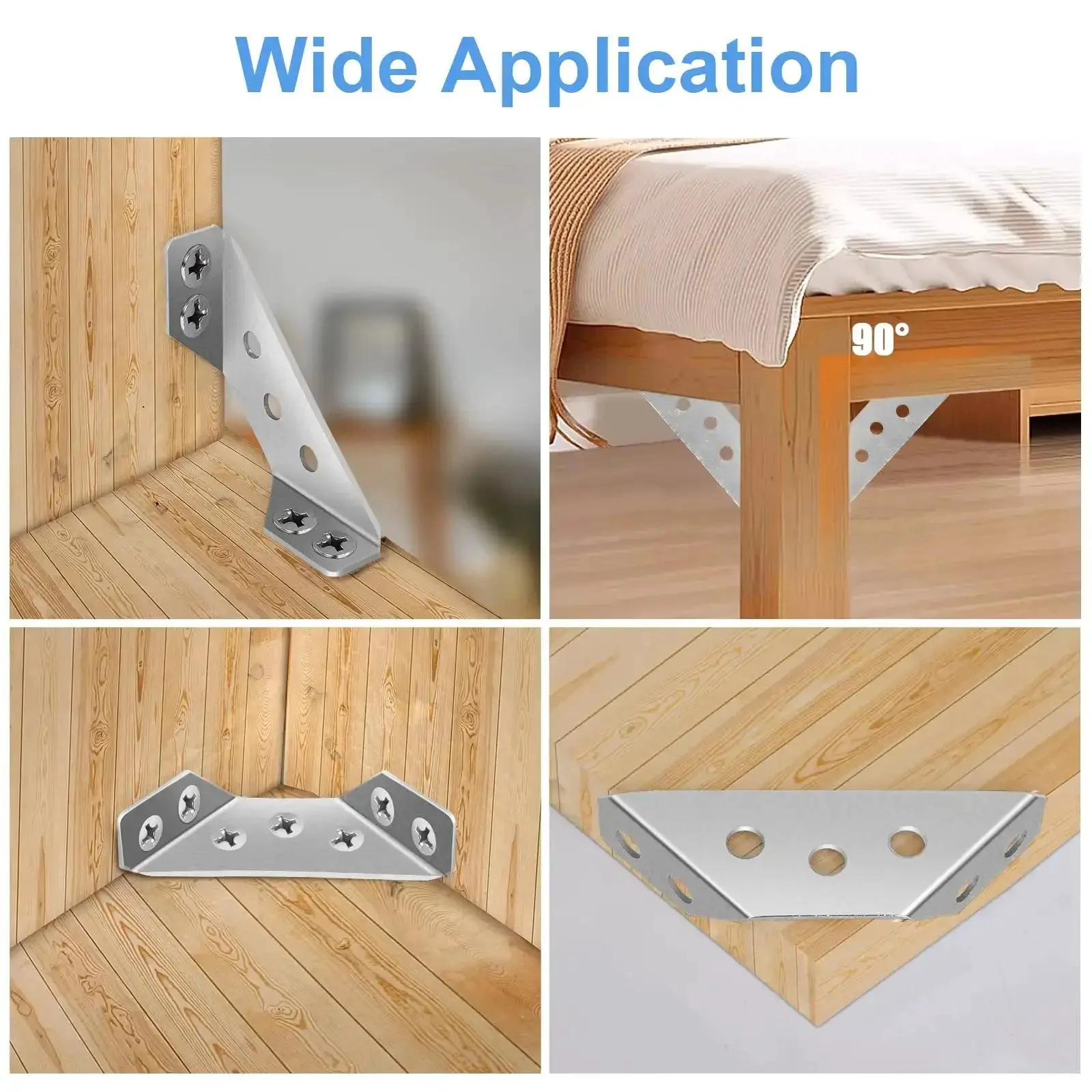 50 Pcs Universal Stainless Steel Furniture Corner Connectors With Screws For Shelves Cabinets And Wood Furniture Heavy Duty Angle Brackets For Sturdy Joint Reinforcement DIY Friendly Easy Install No Wobble - Image 4