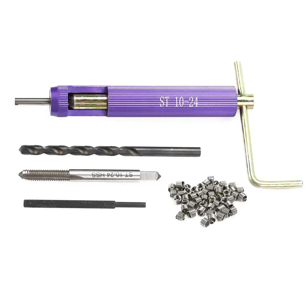 50 Piece M10-24 x 1.5D Thread Repair Insert Kit For Aluminum And Lightweight Metals Helical Style Thread Inserts Installation Kit Easy Install For Restoring Stripped Threads And Rebuilding Strength