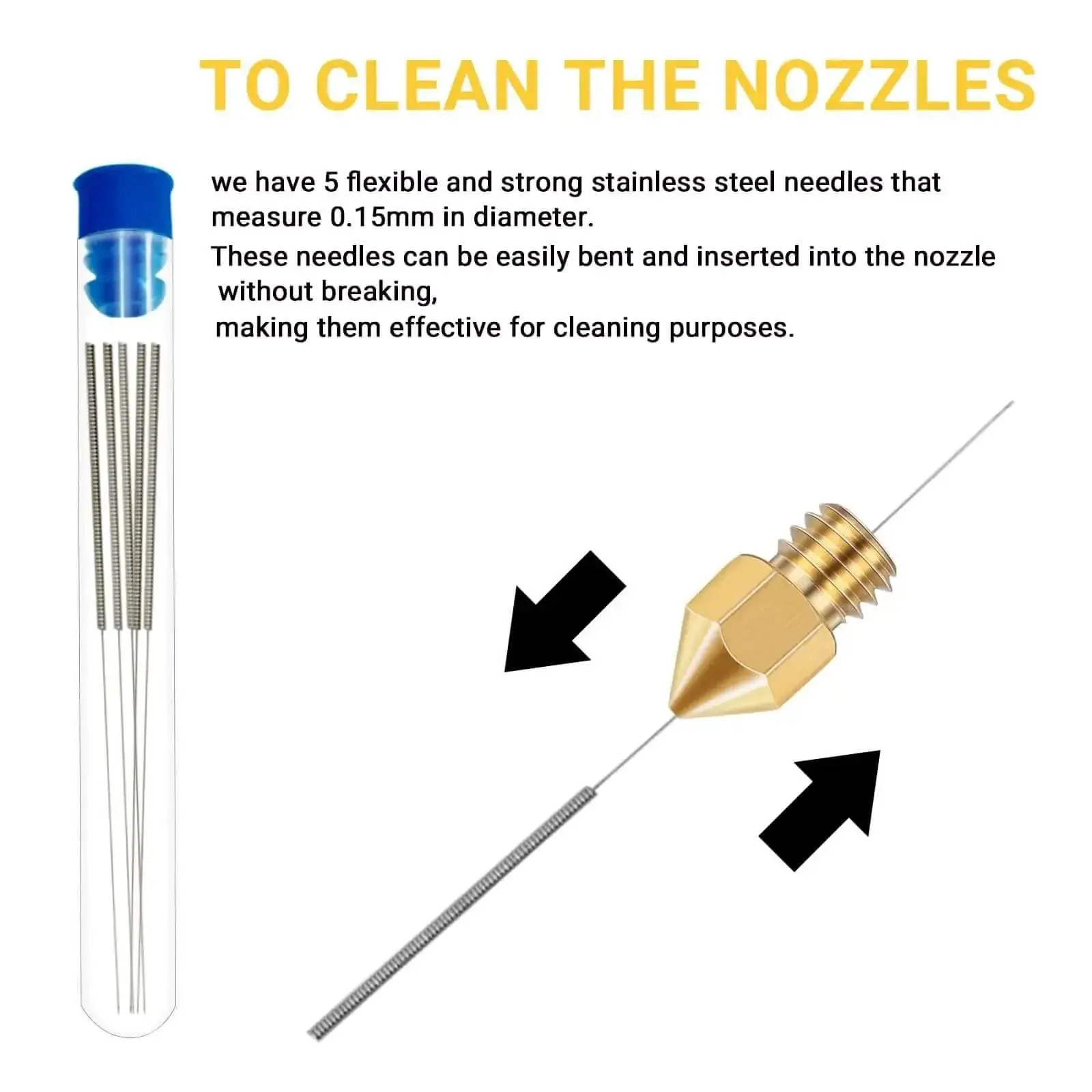 50 Piece Mk8 3D Printer Nozzle Set Hardened Steel Stainless Steel Brass For CR 10 Ender 3 High Temperature Wear Resistant Extruder Nozzles With Mixed Diameters And Cleaning Tools Kit - Image 4