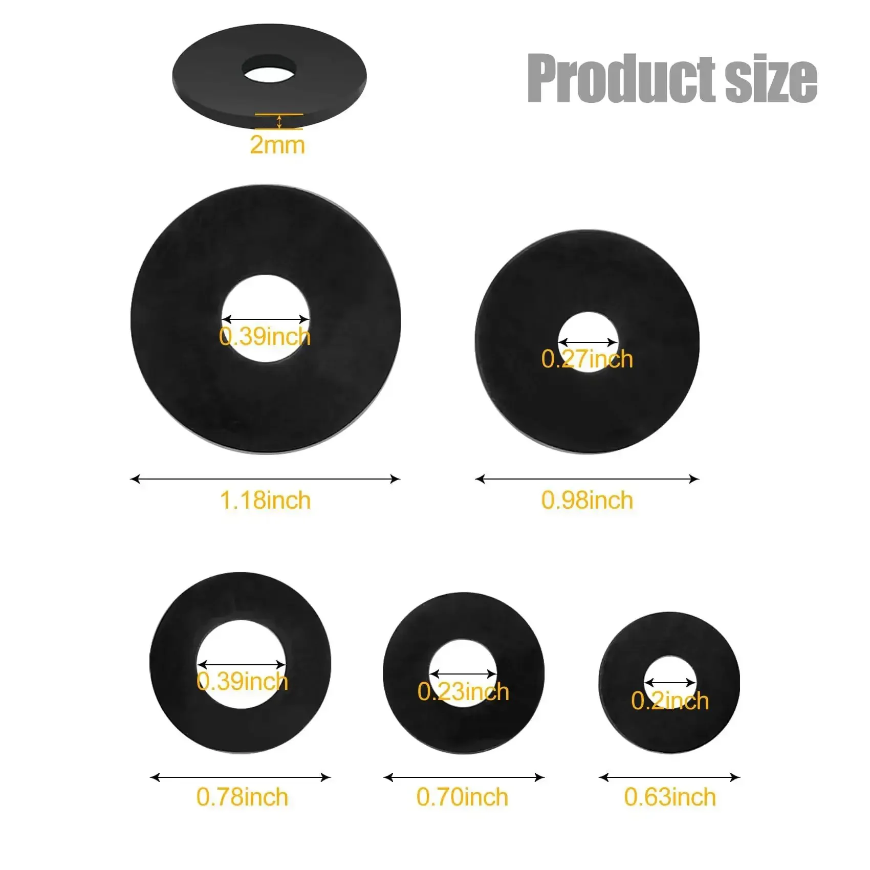 50 Piece Rubber Washers Kit With Five Sizes 16mm 18mm 20mm 25mm And 30mm Black Vibration Dampening Pads For Faucets Hoses Screws And Bolts Home DIY Plumbing And Automotive Repairs - Image 7