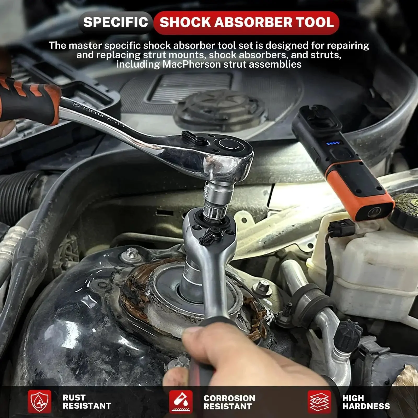 50 Piece Shock Absorber Nut And Socket Set For Suspension Struts And Top Mounts With Ratchet Adapters A Heavy Duty Automotive Tool Kit For Quick Removal And Installation Of Nuts Bolts And Mounts On Cars And Trucks - Image 7