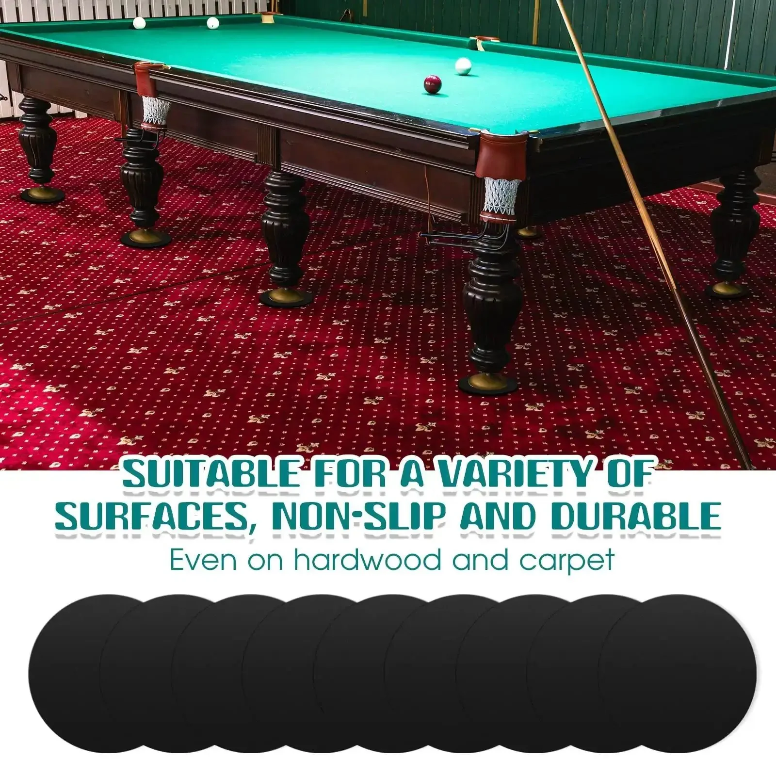 50 Pieces Billiard Pool Table Leg Shims Set 3 Inch Diameter Rubber Levelers Round Foot Pads 0.06 Inch Thick Non Slip Easy To Cut And Install Keeps Your Table Level And Stable On Any Surface - Image 3
