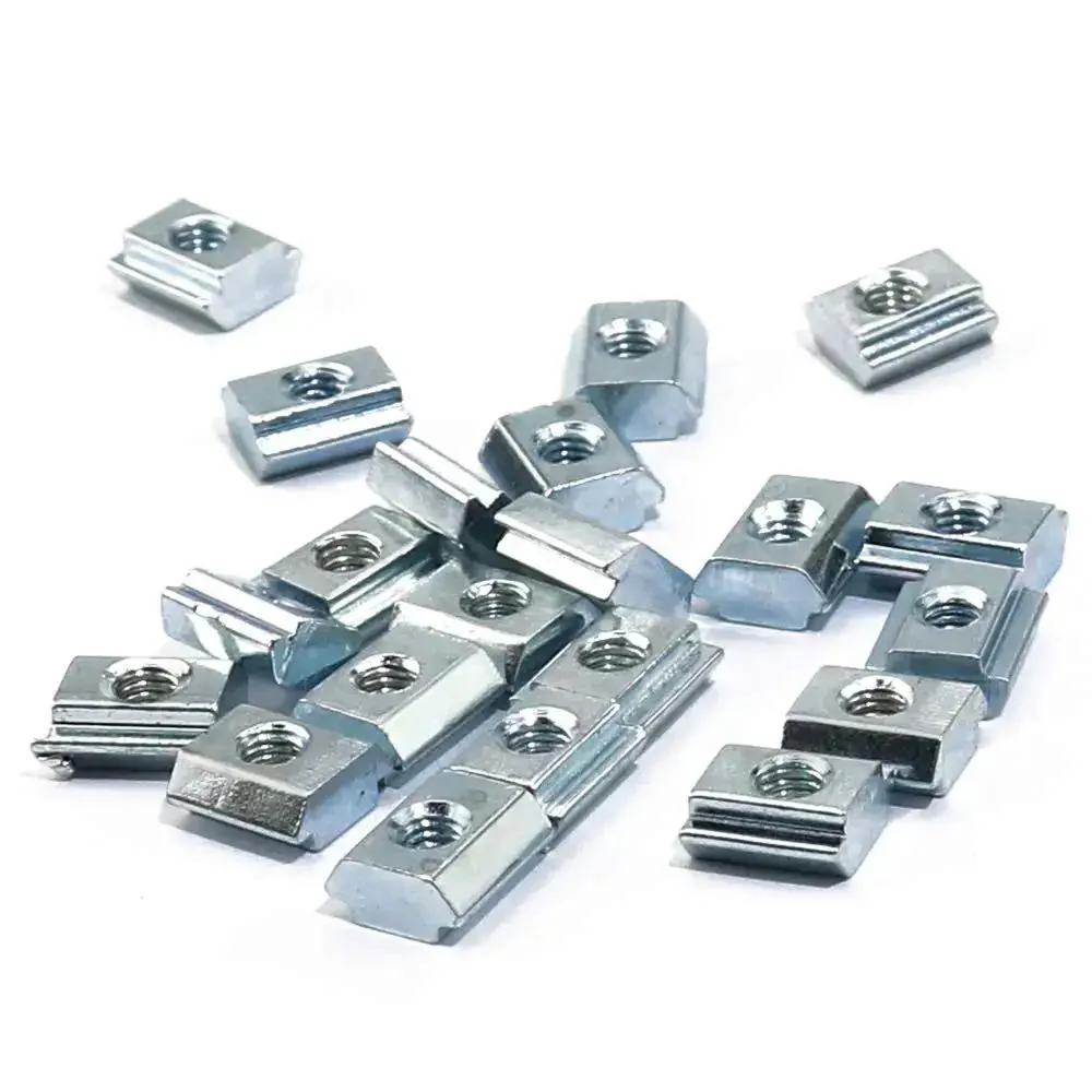 50 Pieces M3 Slide In T Nuts Tee Sliding Nut For 2020 Series Aluminum Extrusion Profiles With 6mm Slot Silver Finish Beefy Heavy Duty Aluminum Corner Mounting Hardware Easy Install For DIY Projects Industrial Grade Strength - Image 3