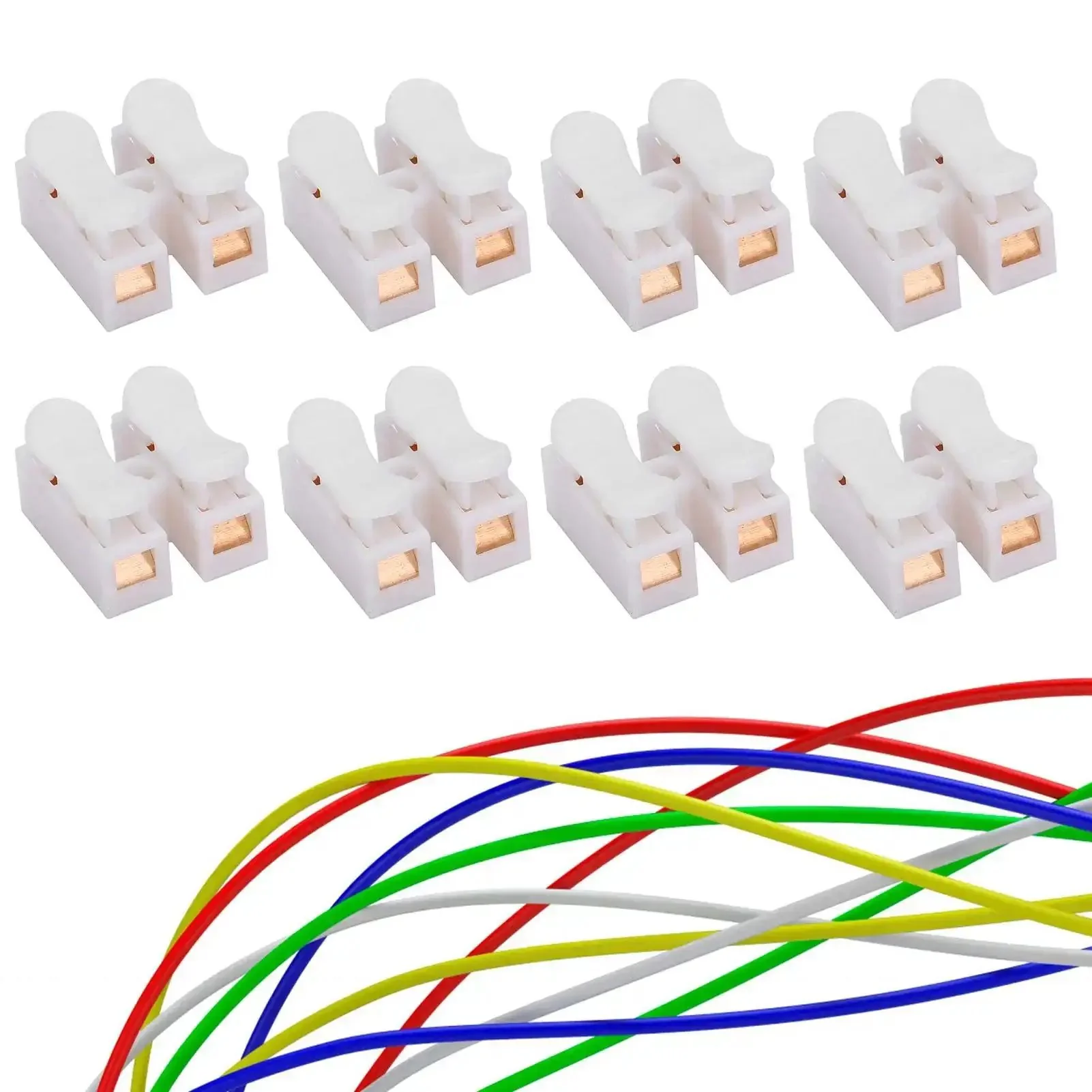 500 Pack 2 Pin 10A 220V Push Wire Connectors Quick Connect Spring Terminal Blocks For LED Strip Lights DIY Friendly No Solder Easy Install Barrier Block Wiring Clamp Durable White PVC Insulated - Image 3