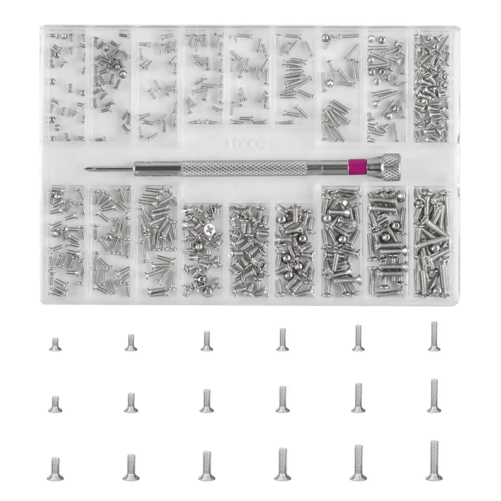 500-Pack Self-Tapping Micro Screws M1.2 M1.4 M2 For Eyewear, Watches, Laptops And Electronics - Your Go-To Universal Repair Kit With Stainless Steel, Corrosion-Resistant, Durable Tiny Screws