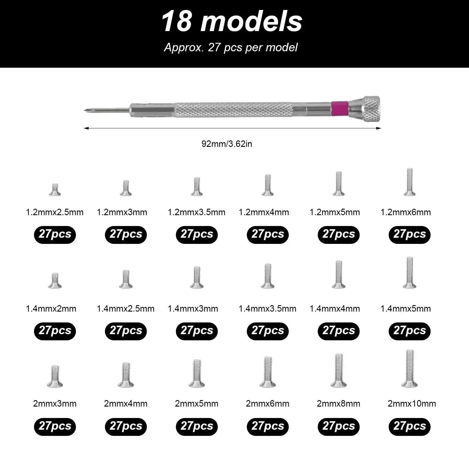 500-Pack Self-Tapping Micro Screws M1.2 M1.4 M2 For Eyewear, Watches, Laptops And Electronics - Your Go-To Universal Repair Kit With Stainless Steel, Corrosion-Resistant, Durable Tiny Screws - Image 7