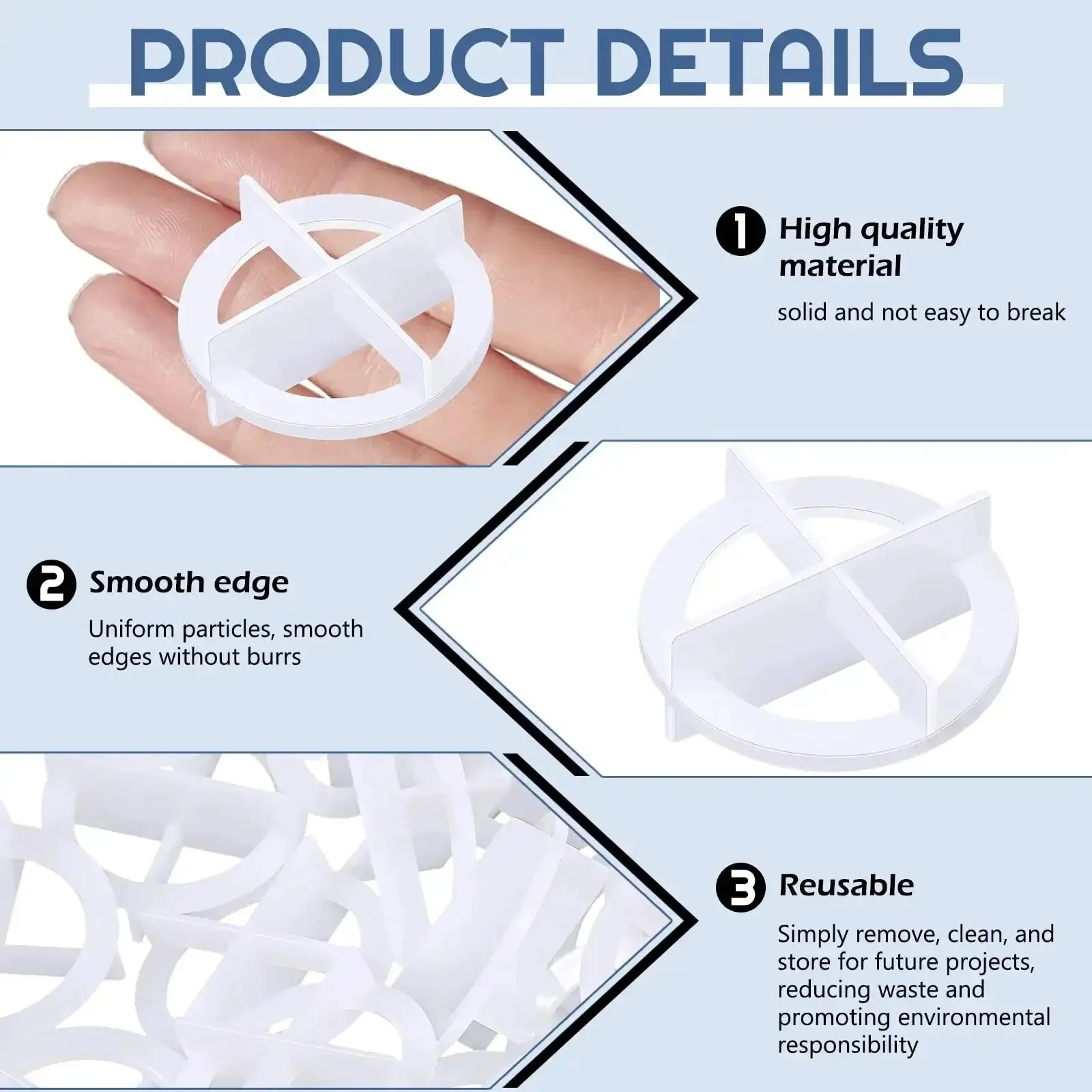 500-Pack Tile Spacers Set 1mm Removable Cross Spacers Corner Separators Reusable Plastic Leveling Clips For Walls And Floors Great For Any Tile Type White Pro Grade DIY Tile Leveling System For Precise Even Grout - Image 5