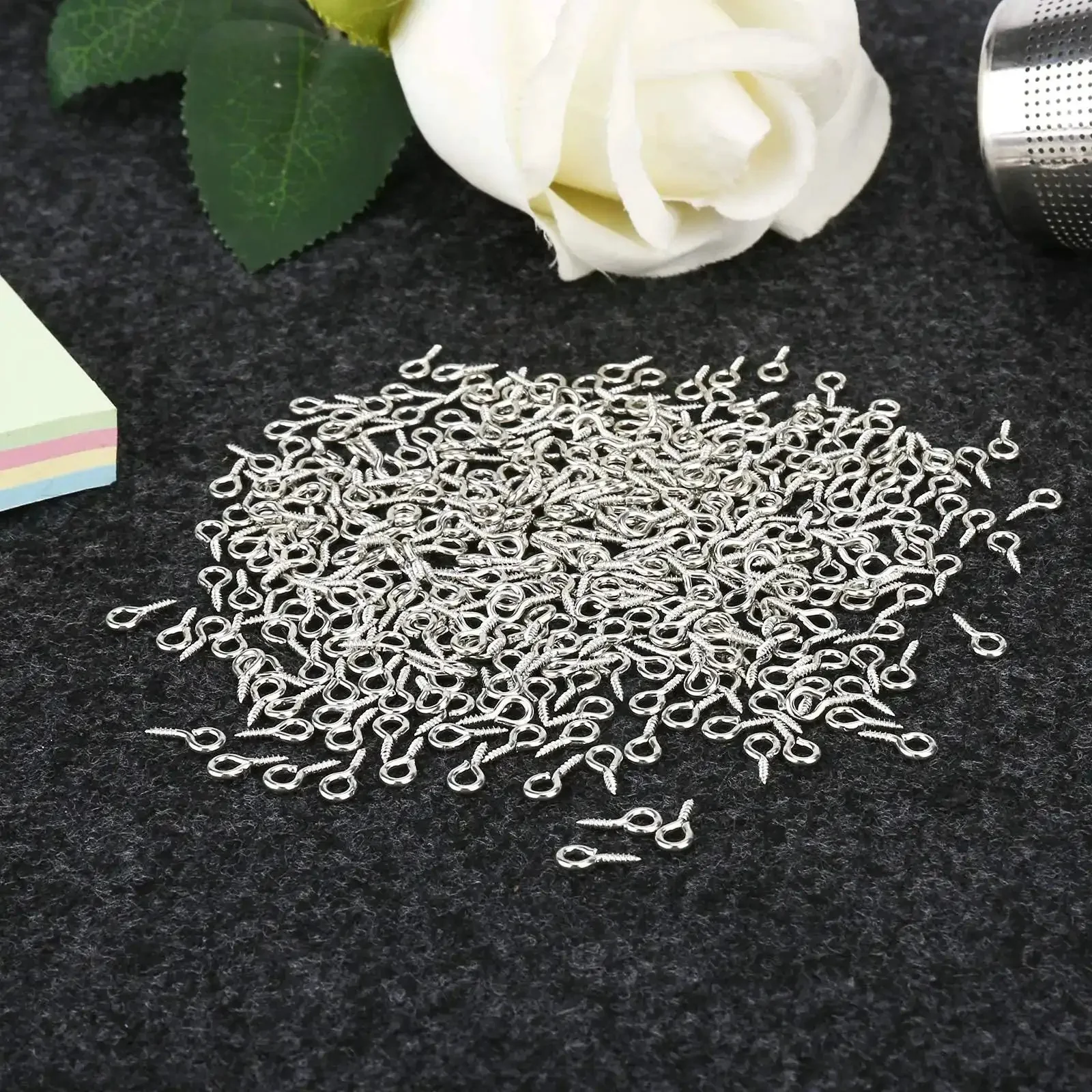 500 Pieces 4 By 8 Millimeter Small Screw Eye Pins For Jewelry Making And DIY Art Projects Mini Eyelets Threaded Clasps Hooks Metal Hoop Pegs And Bracelet Connectors For Craft Lovers - Image 7