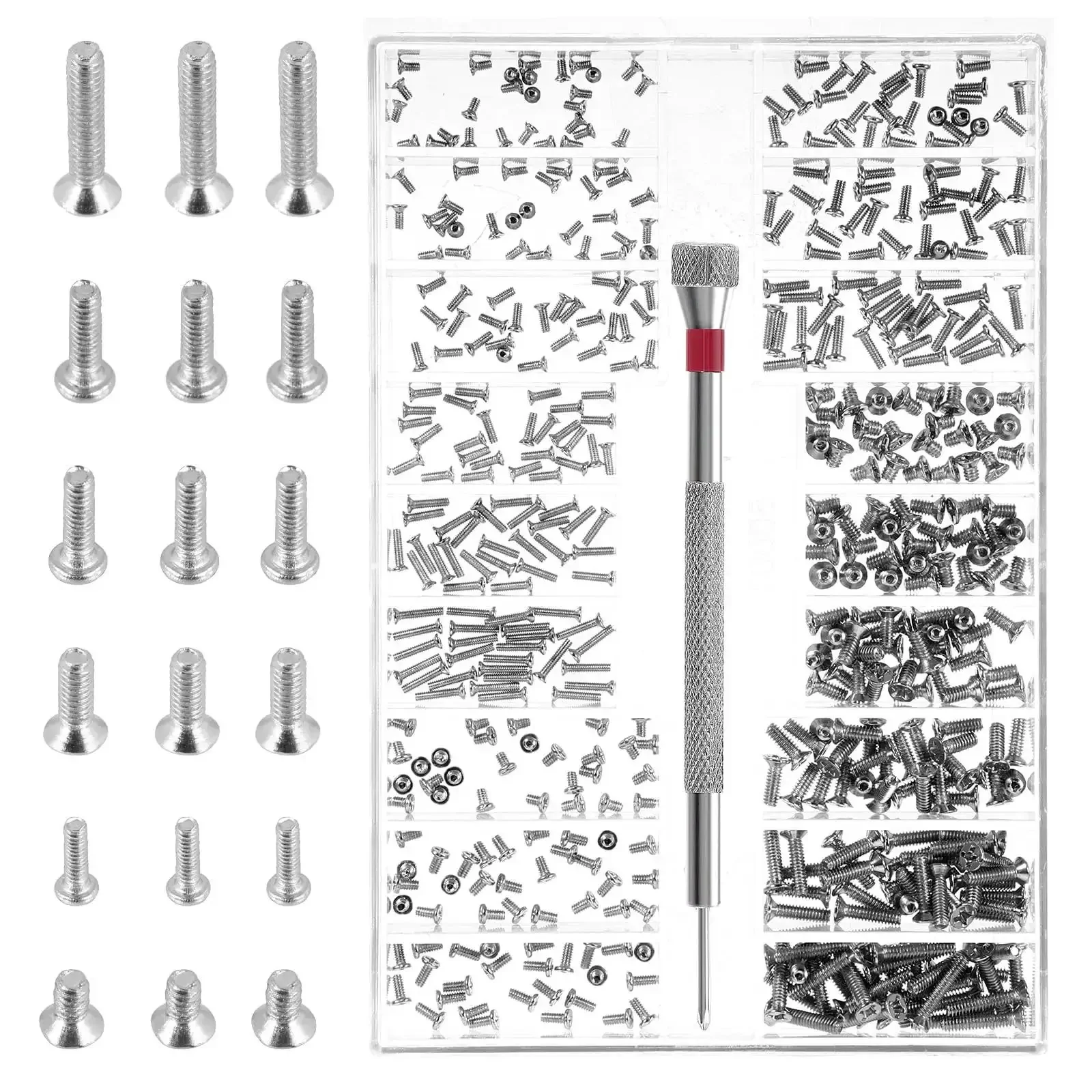 500Pcs Eyeglass Repair Kit With Tiny Micro Screws And Phillips Screwdriver For Glasses Watches Jewelry Electronics Stainless Steel 18 Size Small Screws Set For Fixing Sunglasses Spectacles