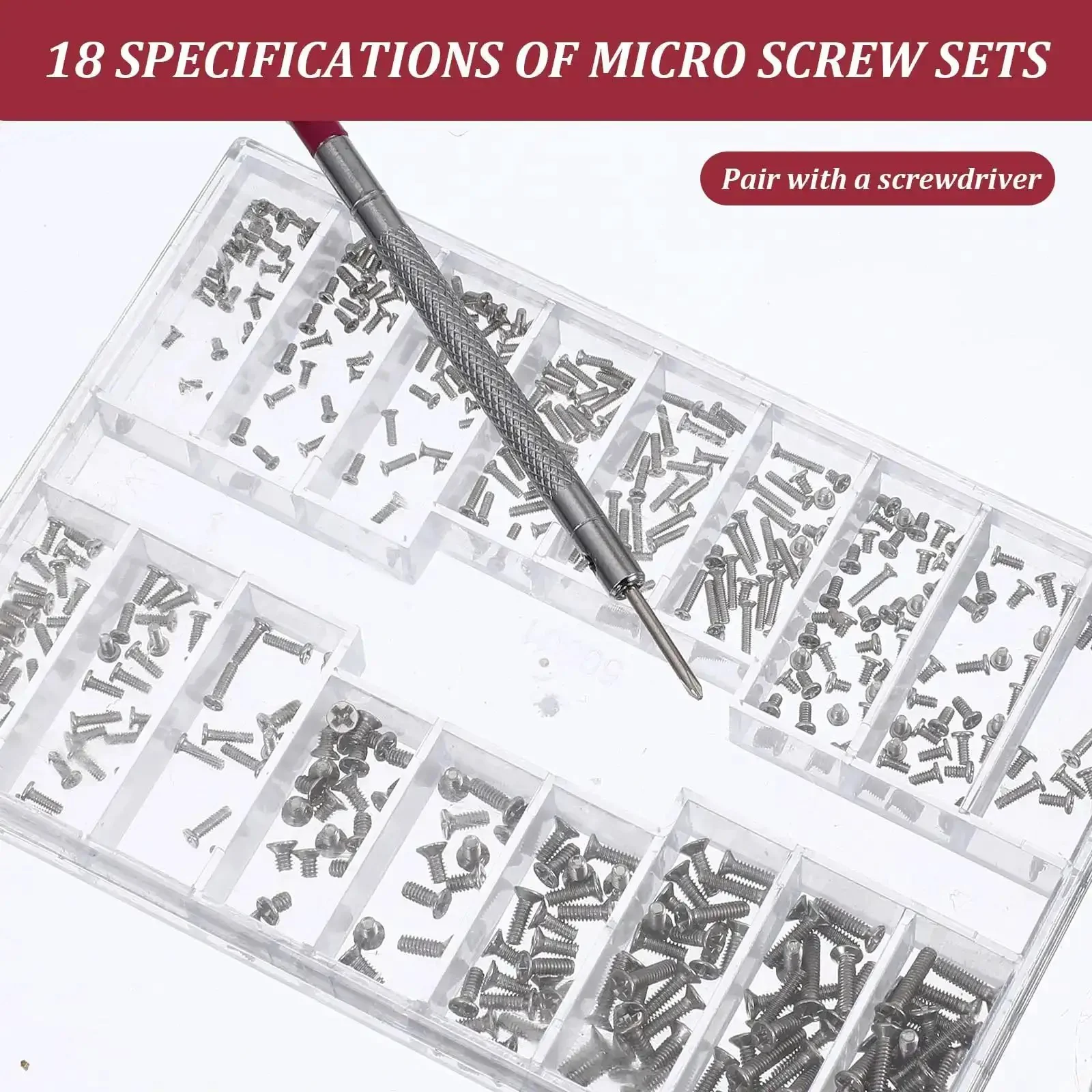 500Pcs Eyeglass Repair Kit With Tiny Micro Screws And Phillips Screwdriver For Glasses Watches Jewelry Electronics Stainless Steel 18 Size Small Screws Set For Fixing Sunglasses Spectacles - Image 5