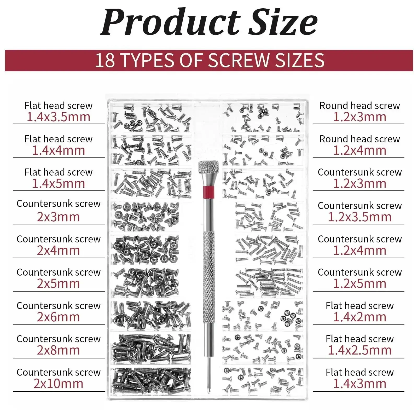500Pcs Eyeglass Repair Kit With Tiny Micro Screws And Phillips Screwdriver For Glasses Watches Jewelry Electronics Stainless Steel 18 Size Small Screws Set For Fixing Sunglasses Spectacles - Image 7