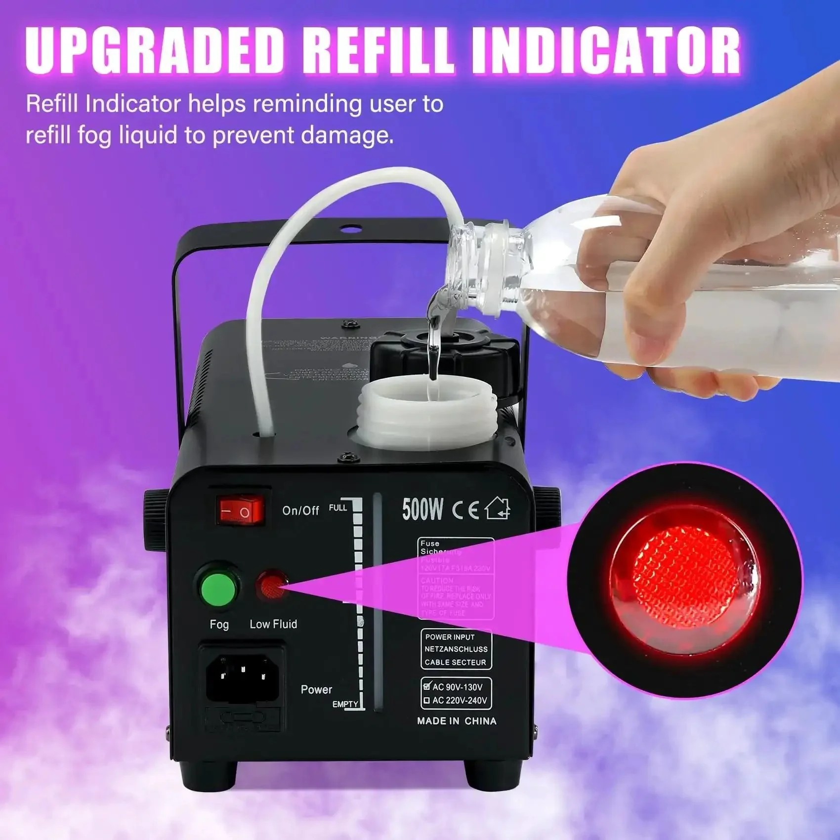500W Fog Machine With 9 LED Lights And 12 Color Effects For Halloween Weddings Parties And DJ Stages Portable Outdoor Smoke Machine With Remote Control Party Ready Setup And Long Lasting Fog - Image 6