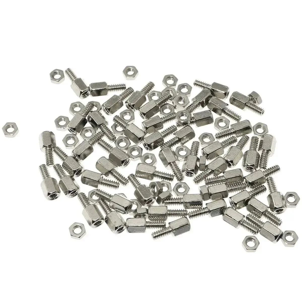 50Pcs Brass Hex Standoff Spacers With Nuts 4-40 Thread 6mm Long Hex Studs For PC Rig Mounting Nickel Plated Copper Hardware Kit Ideal For DIY Computer Builds And Preventing Short Circuits