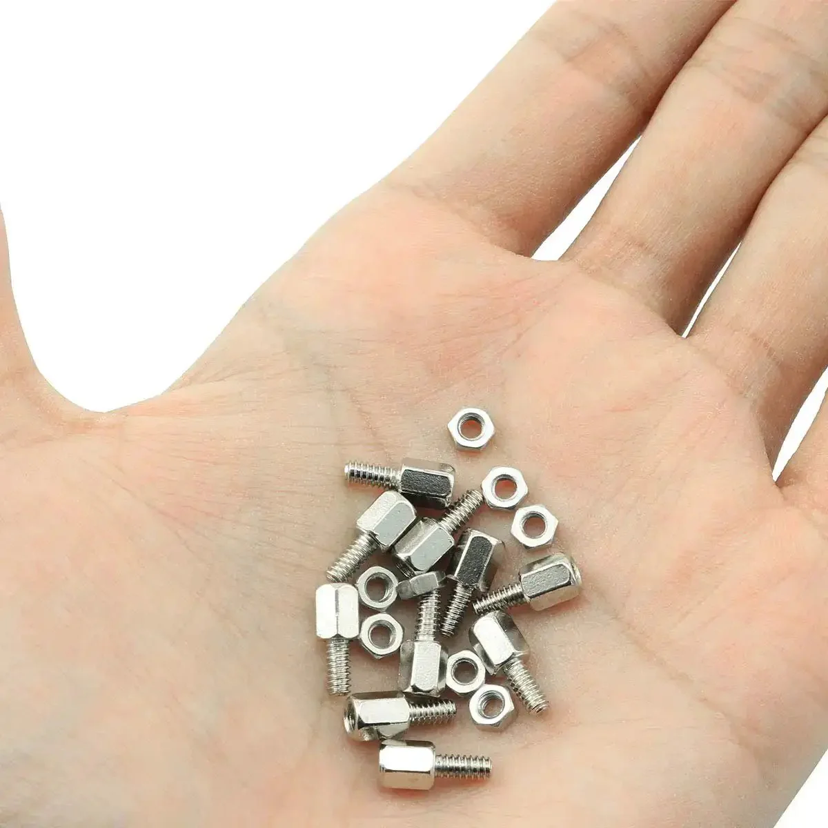 50Pcs Brass Hex Standoff Spacers With Nuts 4-40 Thread 6mm Long Hex Studs For PC Rig Mounting Nickel Plated Copper Hardware Kit Ideal For DIY Computer Builds And Preventing Short Circuits - Image 2