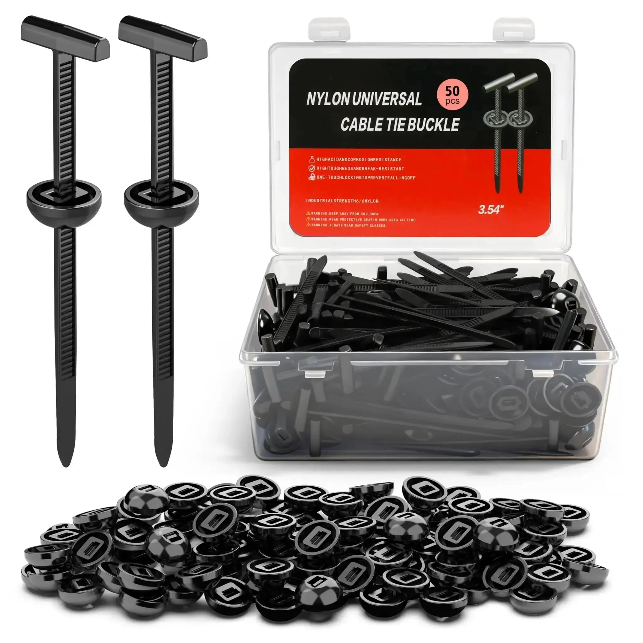 50Pcs Upgraded Nylon Cable Tie Buckle Universal Heavy Duty Self Locking Automotive Fasteners For Bumper Fender Liner Door Panel Push Pin Rivet And Trim Retainer Clip Replacement