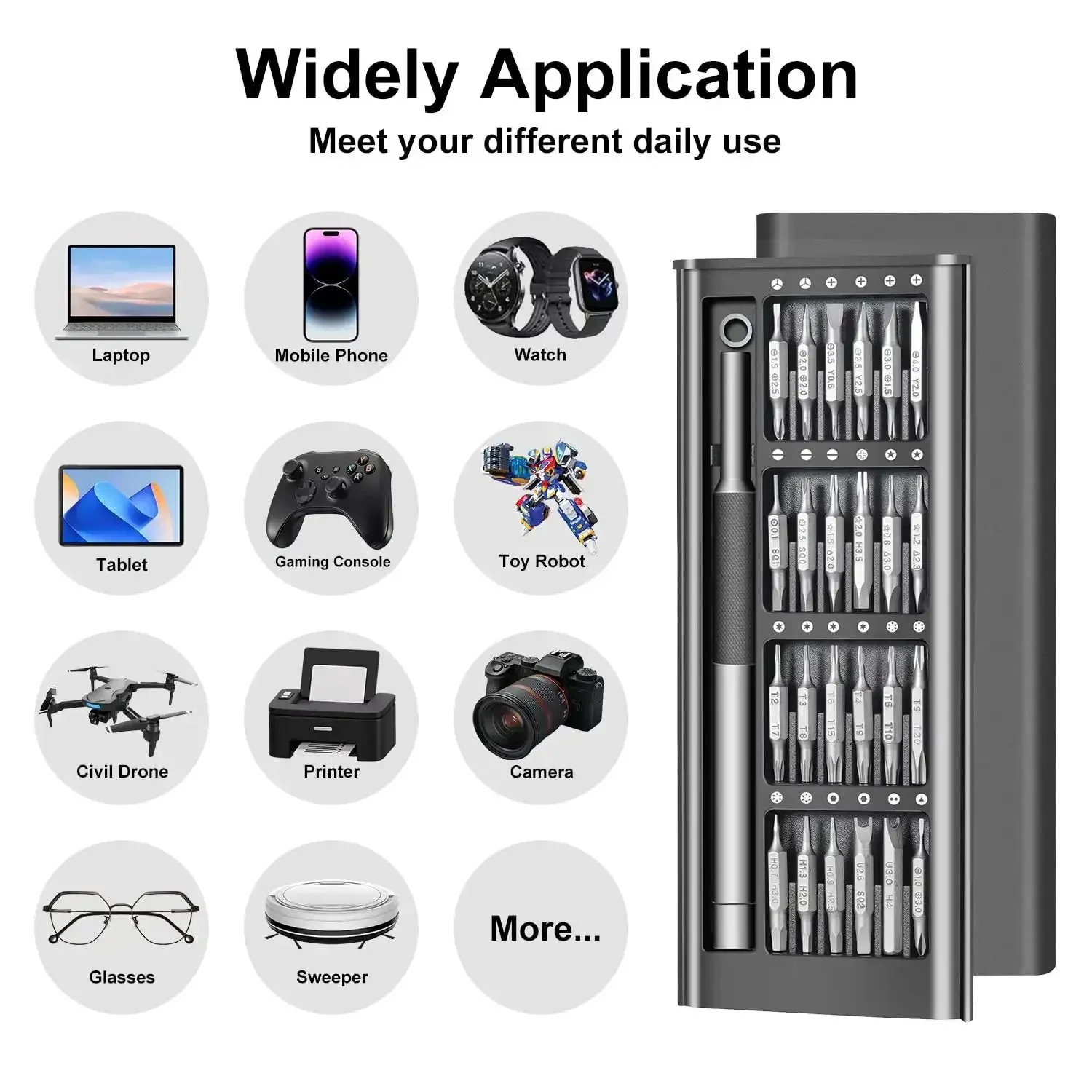 52-In-1 Precision Screwdriver Set With Magnetic Mini Repair Tool Kit For iPhone, Computers, Eyeglasses, PS5, Watches, MacBook, Laptops And Ring Doorbell, Includes S2 Steel Bits, Ejector Pin, Magnetic Mat, Rings, Great Gift For Techies - Image 2