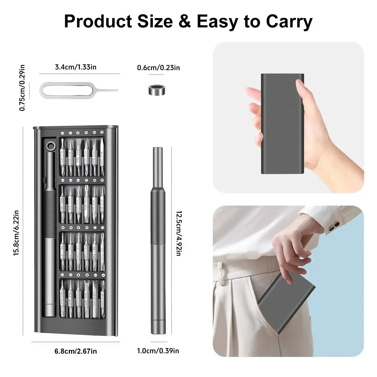 52-In-1 Precision Screwdriver Set With Magnetic Mini Repair Tool Kit For iPhone, Computers, Eyeglasses, PS5, Watches, MacBook, Laptops And Ring Doorbell, Includes S2 Steel Bits, Ejector Pin, Magnetic Mat, Rings, Great Gift For Techies - Image 3