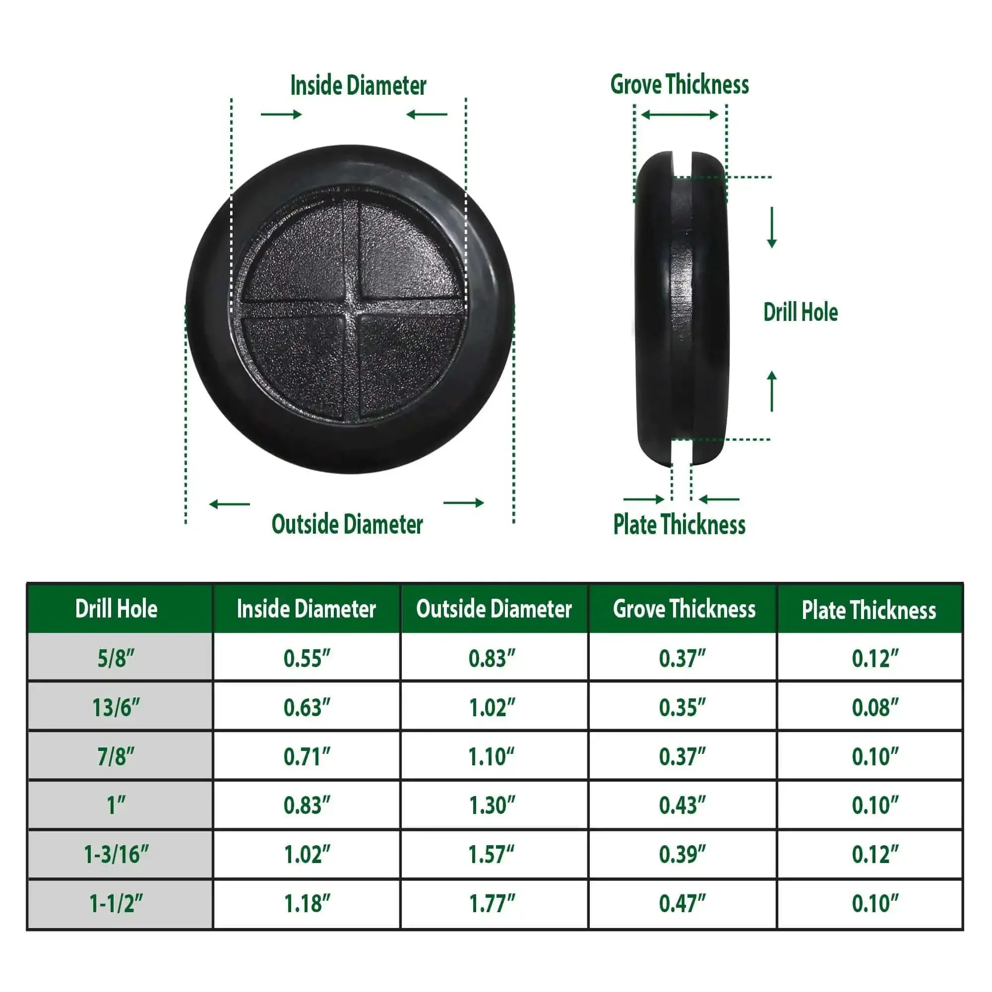 52 Piece Rubber Grommets Kit With Firewall Hole Plugs In Six Hole Sizes Five Eighths Inch Thirteen Sixteenths Inch Seven Eighths Inch One Inch One And Three Sixteenths Inch And One And A Half Inch For Wire Protection And Automotive Repair - Image 8