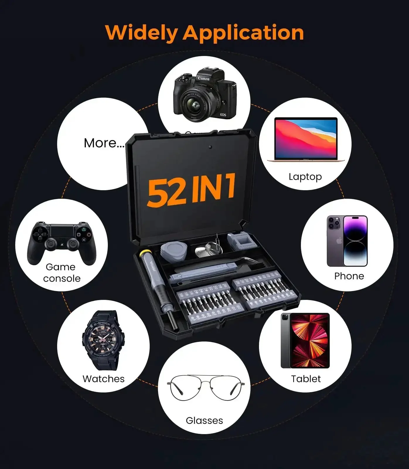 52in1 Mini Precision Screwdriver Set With S2 Military Grade Alloy Bits Magnetic Repair Tool Kit For Phone PC Laptop Xbox Switch Eyeglasses Watch And Electronics All In One Handy Fix It Kit For Repairs - Image 2