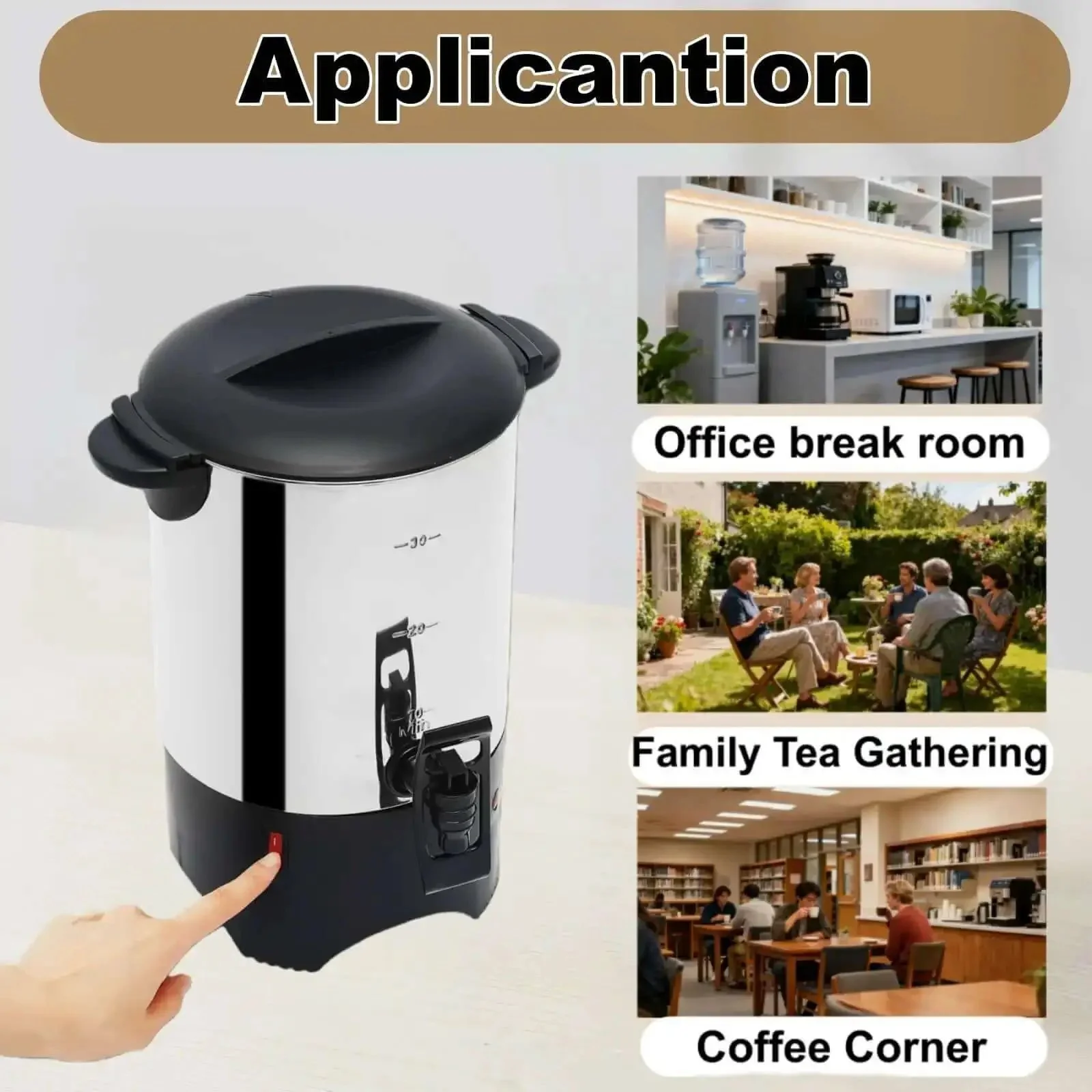 5.2L Heavy Duty Large Capacity Commercial Coffee Urn With Quick Brew For Offices, Catering And Churches, 30-Cup Percolator, Double Wall Stainless Steel, Temperature Range 30 To 100 C, Hot Water Urn For Catering Use, Durable Food Grade Inner Liner - Image 9