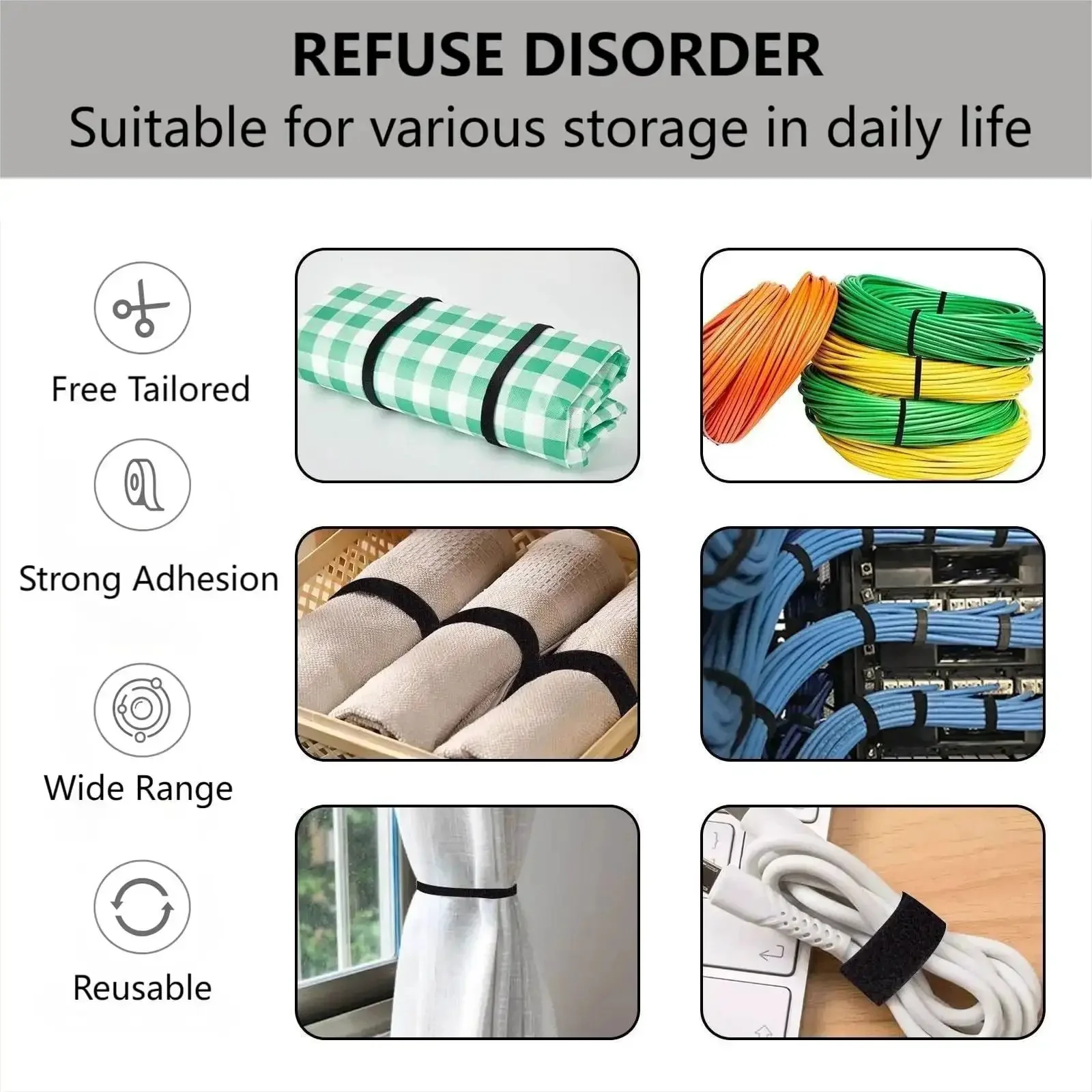 54 Yards Of One Half Inch Reusable Cable Ties For Easy No Fuss Cable Management, Adjustable Cord Straps, Hook Loop Tape For Cord Organization And Wire Bundling At Home Or Office, Durable PP Nylon - Image 7