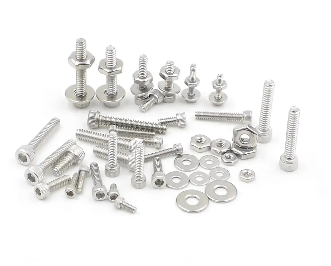 540-Piece Stainless Steel Socket Head Cap Screws, Hex Nuts, And Flat Washers All-In-One Assortment Kit For 2-56, 4-40, And 6-32 UNC Threads, Coarse Right Hand Thread, 304 Stainless Hardware Set For Quick, Easy Repairs - Image 4