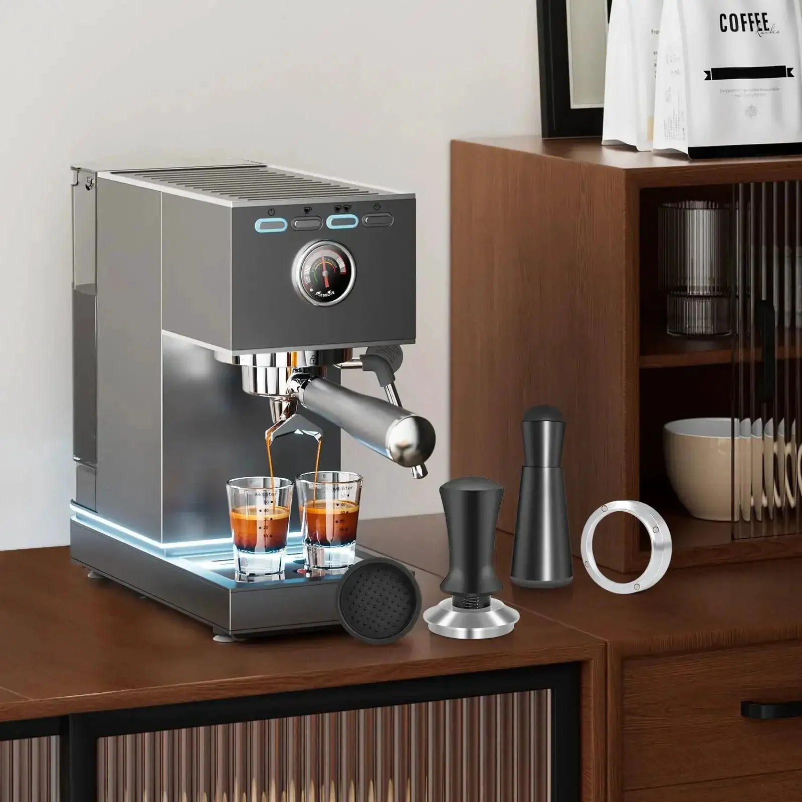 54mm Espresso Accessories Kit With Spring Loaded Calibrated Tamper WDT Tool And Dosing Funnel For Breville 54mm Espresso Machines And Portafilters Legit Barista Upgrade For A Clean Consistent Home Brew - Image 2