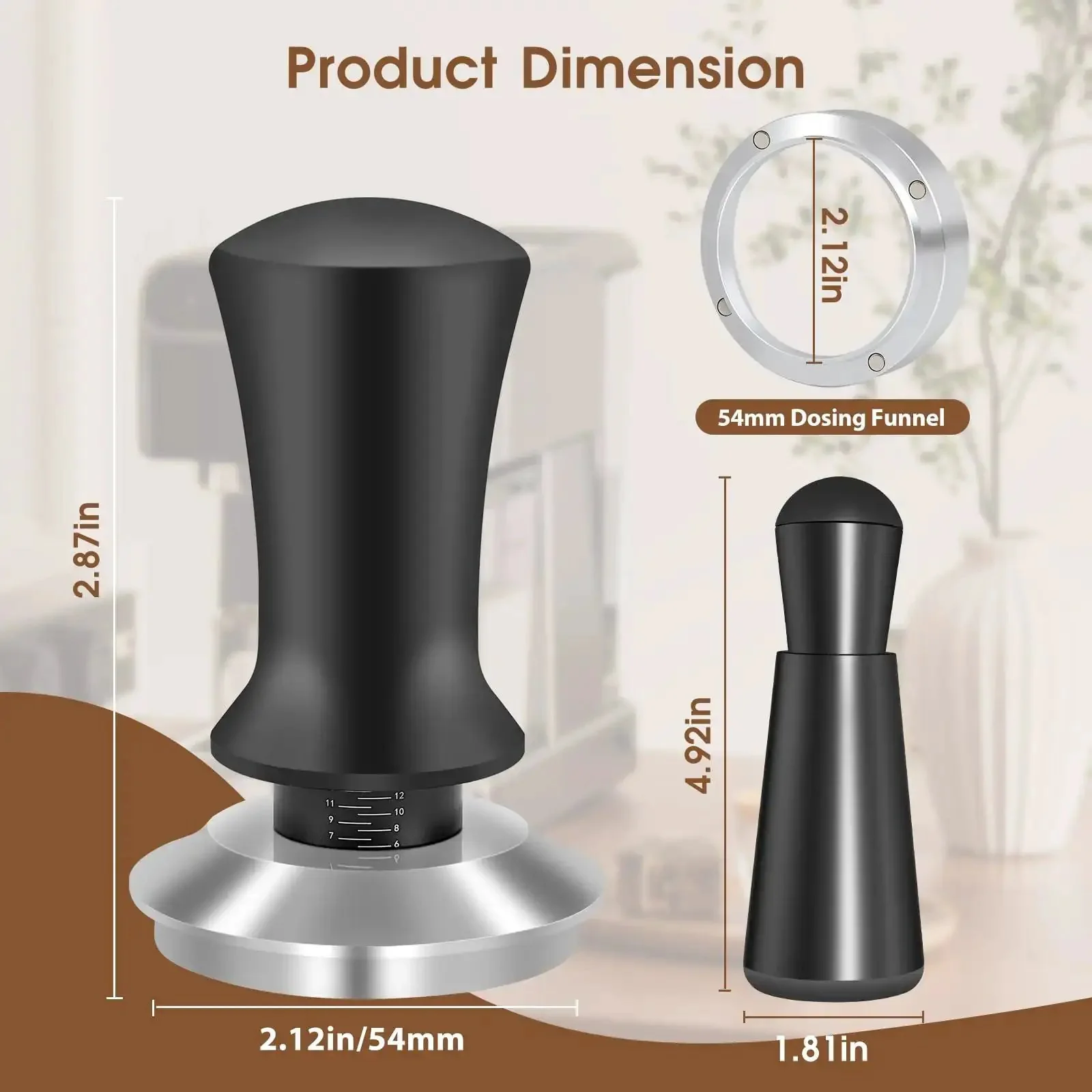 54mm Espresso Accessories Kit With Spring Loaded Calibrated Tamper WDT Tool And Dosing Funnel For Breville 54mm Espresso Machines And Portafilters Legit Barista Upgrade For A Clean Consistent Home Brew - Image 3