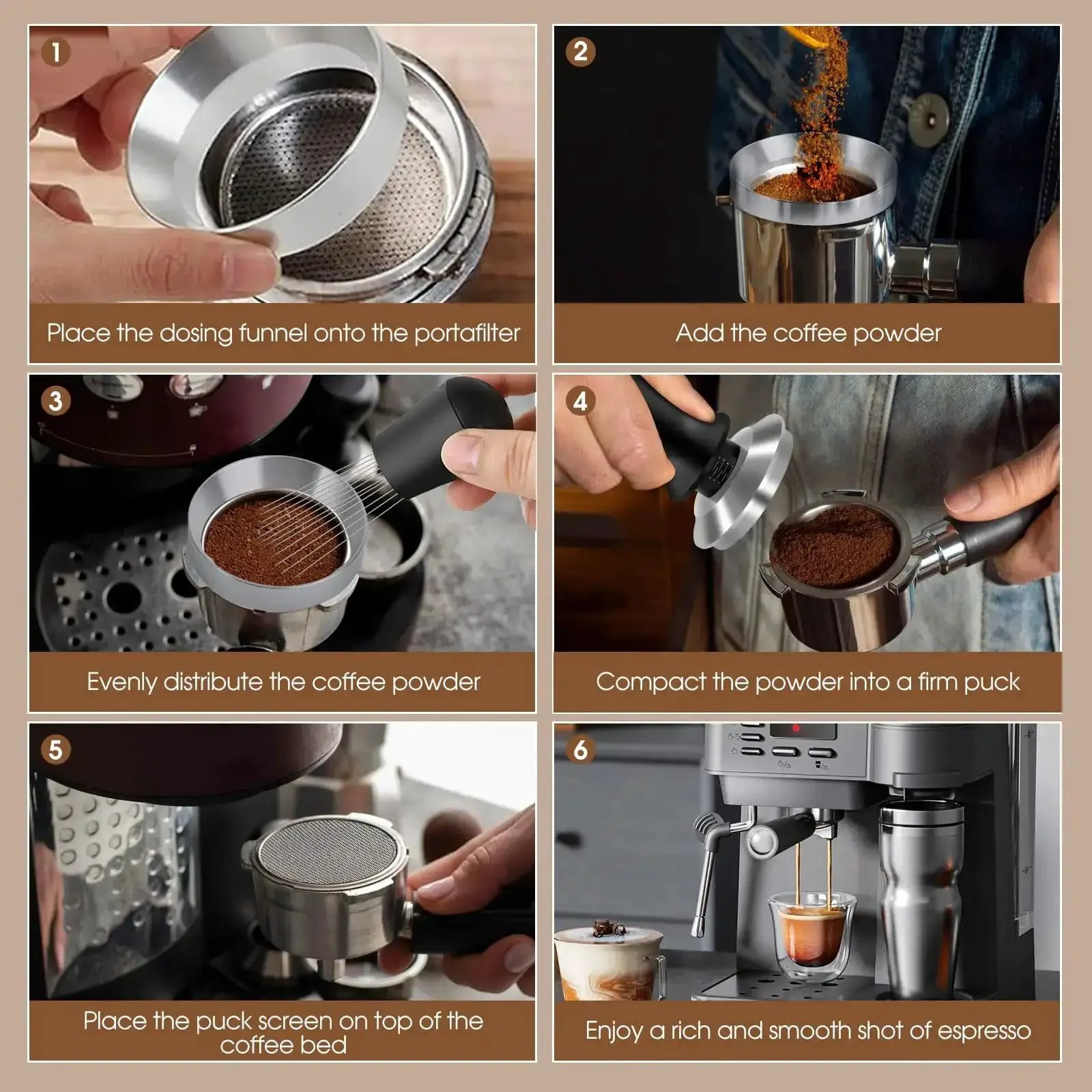 54mm Espresso Accessories Kit With Spring Loaded Calibrated Tamper WDT Tool And Dosing Funnel For Breville 54mm Espresso Machines And Portafilters Legit Barista Upgrade For A Clean Consistent Home Brew - Image 4
