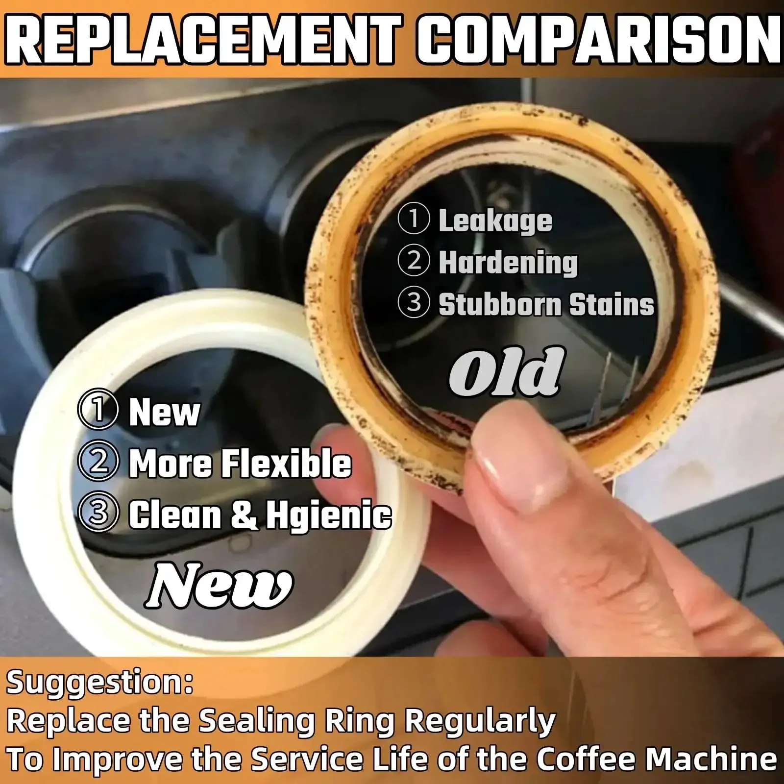 54mm Silicone Steam Ring 2 Pack Gasket Replacement For Sage Espresso Machines And Other Compatible Models 870 878 880 860 840 810 500 450 Durable Food Grade Silicone Easy Install Prevents Leaks Maintains Steam Pressure For Great Espresso - Image 2