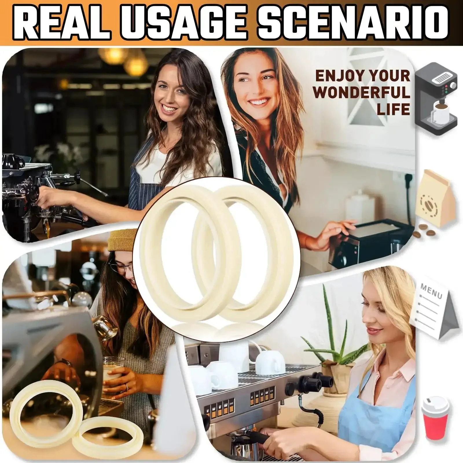 54mm Silicone Steam Ring 2 Pack Gasket Replacement For Sage Espresso Machines And Other Compatible Models 870 878 880 860 840 810 500 450 Durable Food Grade Silicone Easy Install Prevents Leaks Maintains Steam Pressure For Great Espresso - Image 3