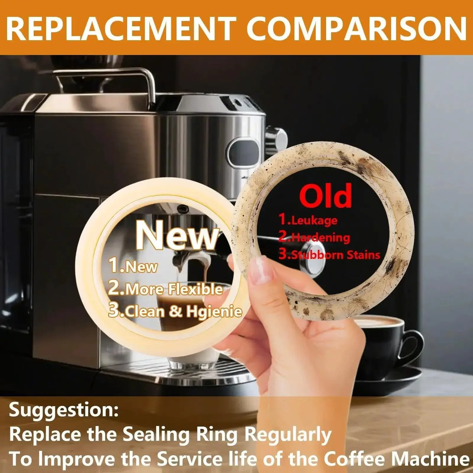 54mm Silicone Steam Ring Gasket for Espresso Machines Replacement Seal for Breville 8 Series Group Head Fits 878 870 860 880 810 840 450 500 Durable Barista Grade Seal With Easy Install And Tight Leak Free Fit - Image 4