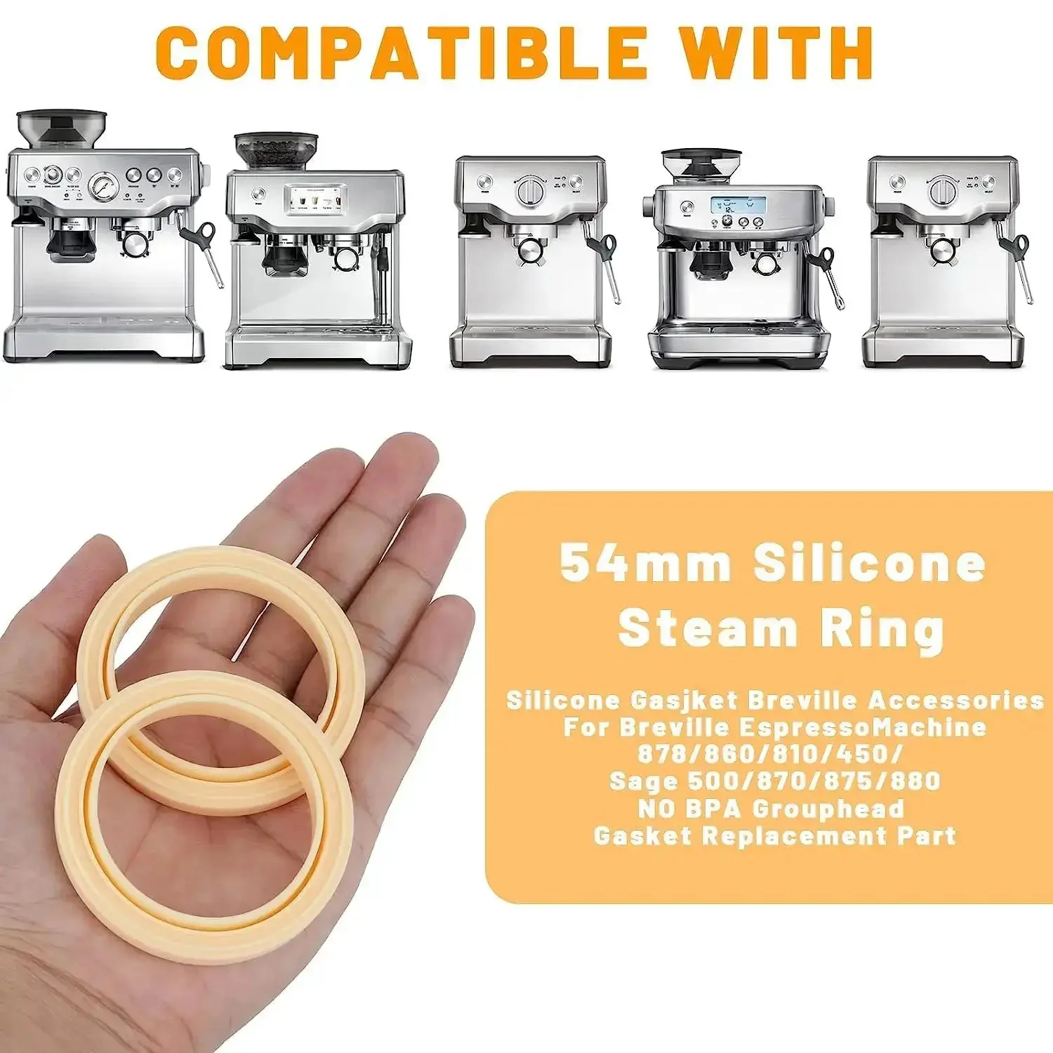 54mm Silicone Steam Ring Replacement Gasket Kit No BPA 5 Pack For 54mm Grouphead Espresso Machines Super Easy Install With Durable Food Grade Silicone Compatible With 870 878 880 860 810 840 450 500 Models - Image 7