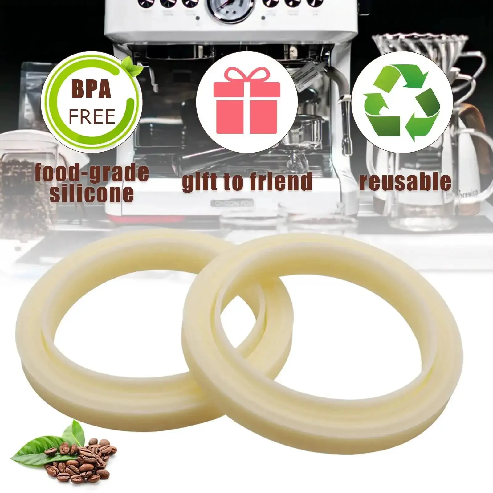 54mm Silicone Steam Ring Two Pack For Breville Espresso Machines Easy Fit Gasket Replacement Part For BES870XL BES878 BES860 BES880 BES810 BES840 BES450 BES500 High Temp Food Grade Silicone - Image 2