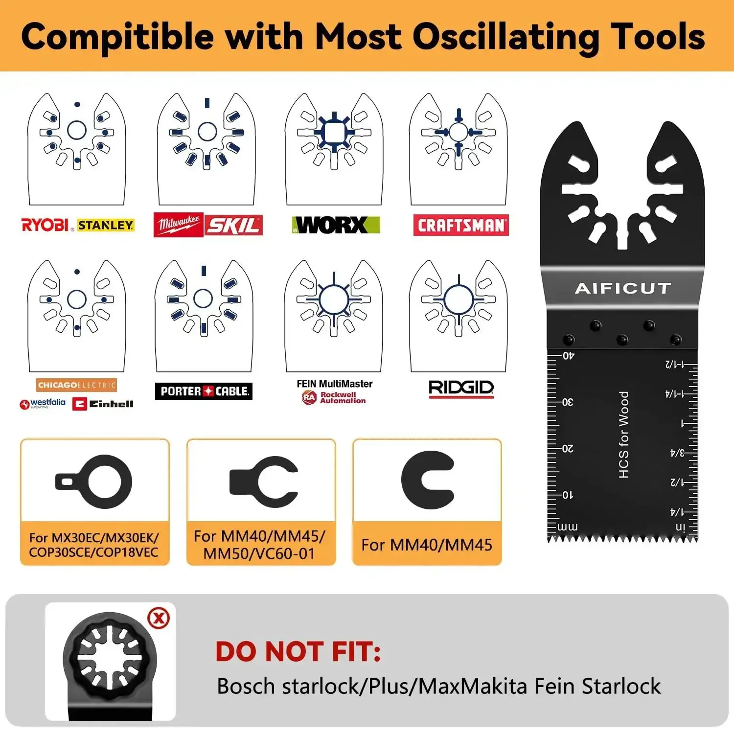 55 Piece Oscillating Tool Blade Kit With Quick Release Universal Blades For Wood Plastic Metal Versatile Multitool Set For DIY Projects And Repairs Compatible With Dewalt Milwaukee Makita Ryobi - Image 3
