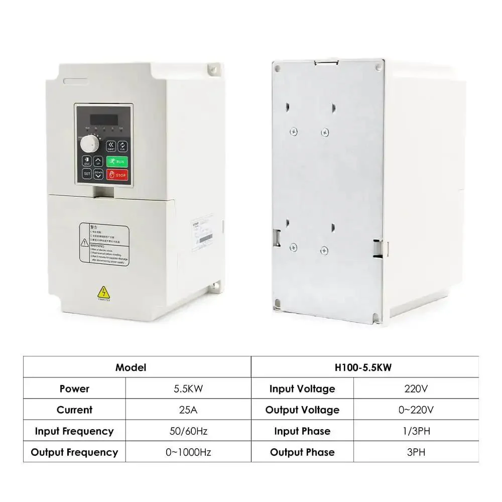 5.5KW 220V H100 Inverter 1000Hz 1/3PH Input Variable Frequency Drive For Industrial Motors, Heavy Duty, Plug And Play Ready, Smooth Speed Control, Quick Response, Durable Build, Easy Installation, Reliable Performance - Image 8