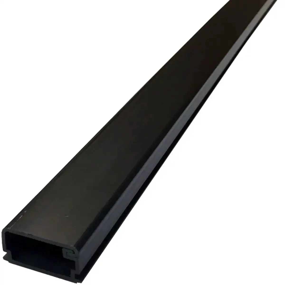 58 Inch Black Cable Raceway Wall Concealer And Cord Manager Stick For Indoor Use, Easy Install, Paintable PVC Channel 0.75 Inch Wide By 0.4 Inch High, Cut To Size, Pre Applied Adhesive Backing, Ceiling Install Ready, Overall 1 Inch Wide By 0.5 Inch High