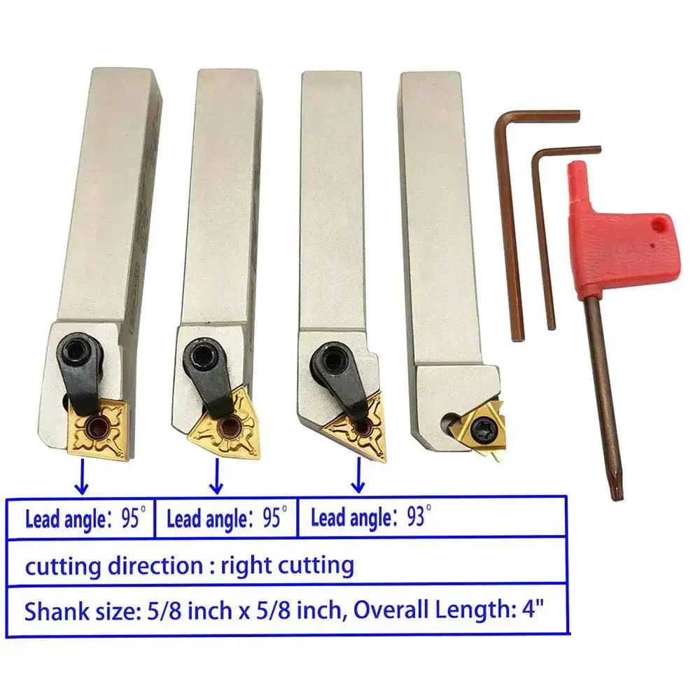 5/8 Inch CNC Lathe Indexable Turning Tool Holder Set With Nickel Plated Finish Includes 4 Carbide Inserts And 3 Wrenches For Pro Grade Heavy Duty Metal Lathe Work With WNMG431 CNMG431 TNMG331 16ER AG60 Inserts And Holders - Image 7