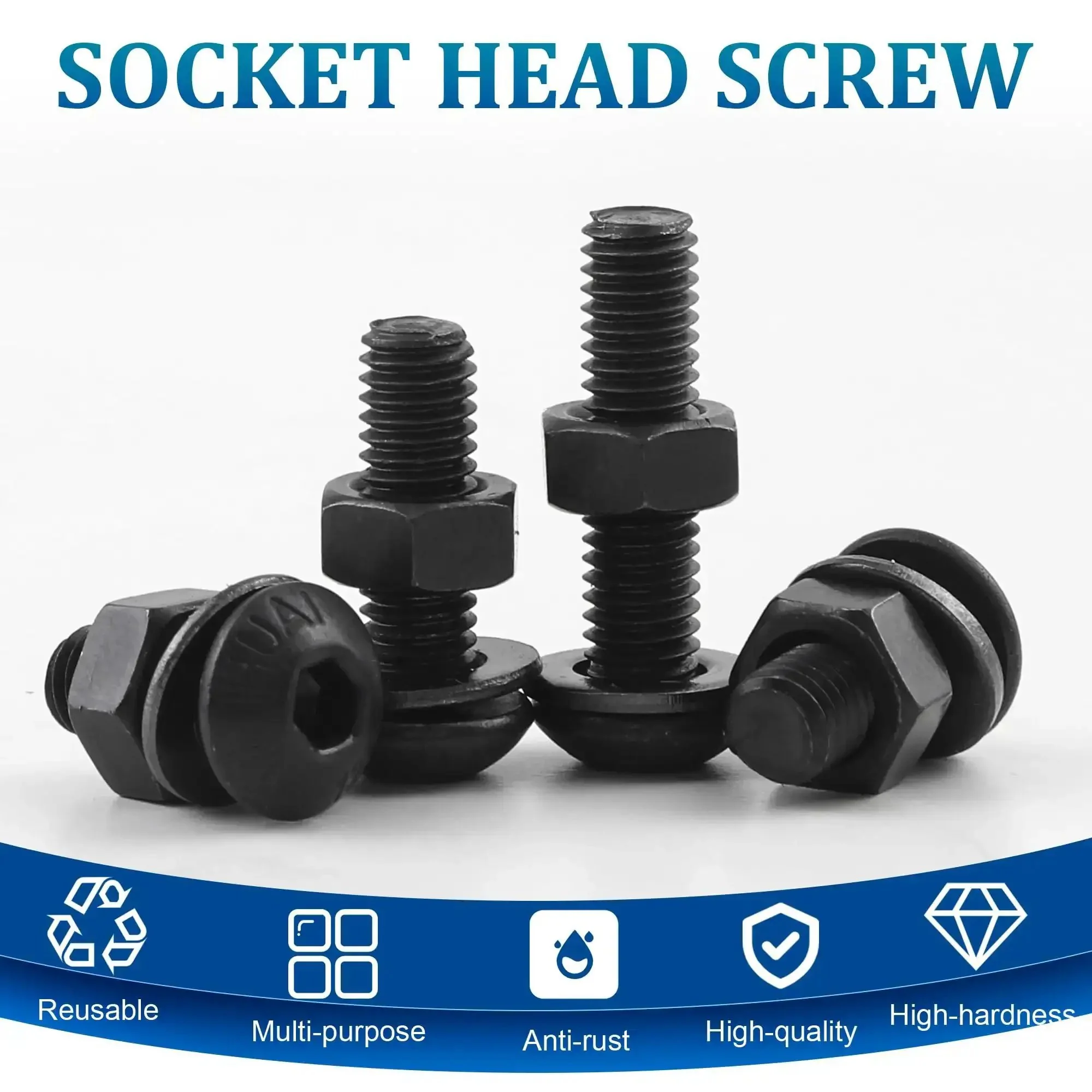 580 Piece Hex Socket Cap Screws Set With Nuts And Flat Washers, M2 M3 M4 M5 Sizes, 8 12 16 20mm Lengths, 304 Stainless Steel Beefy Hardware Kit, Fully Machined Threads, Rugged Go To For Electronics And DIY Projects - Image 5