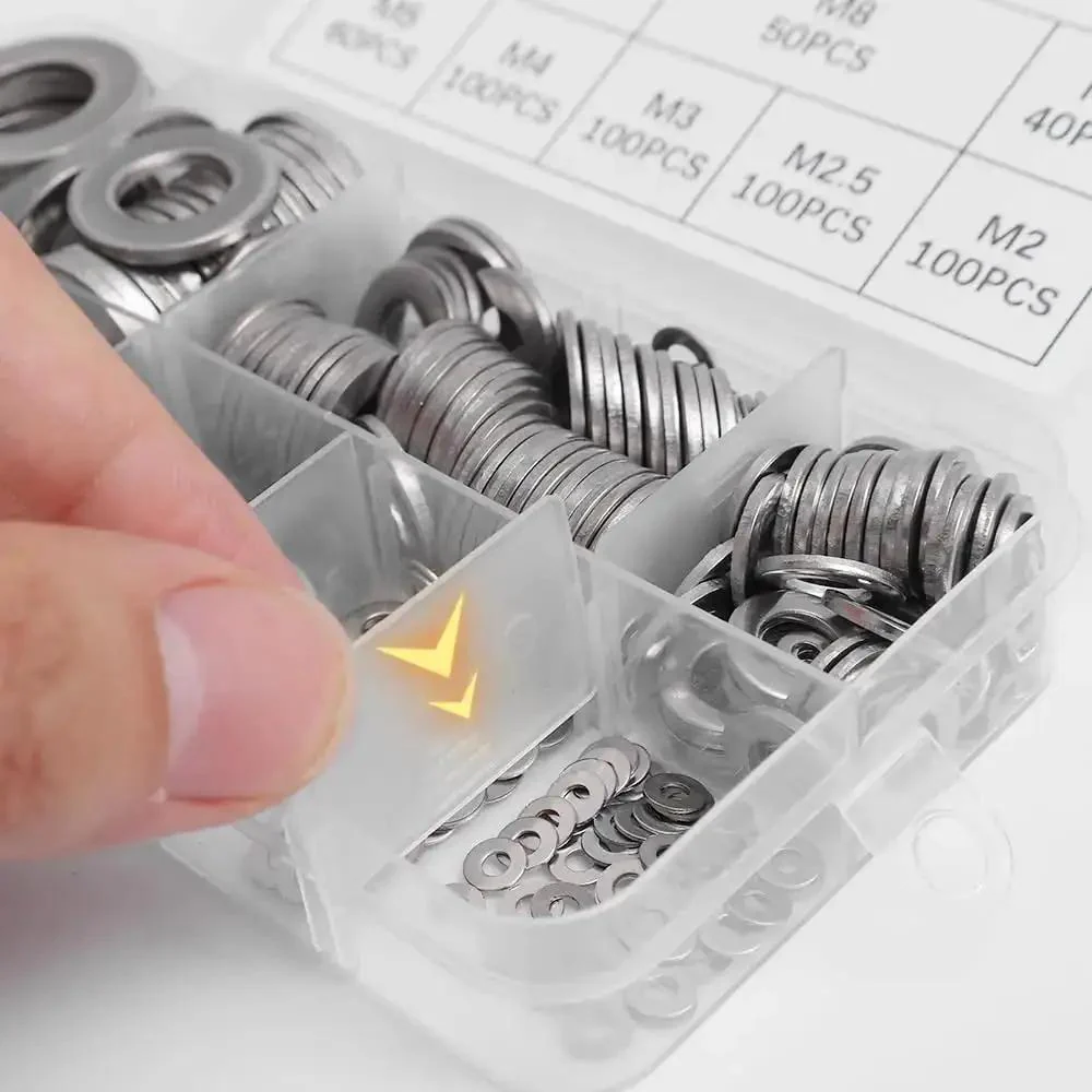 580 Piece Stainless Steel Washer Set From M2 To M12 With Flat And Spring Lock Washers For Home Auto And Industrial Projects A Versatile Durable Fasteners Kit - Image 4
