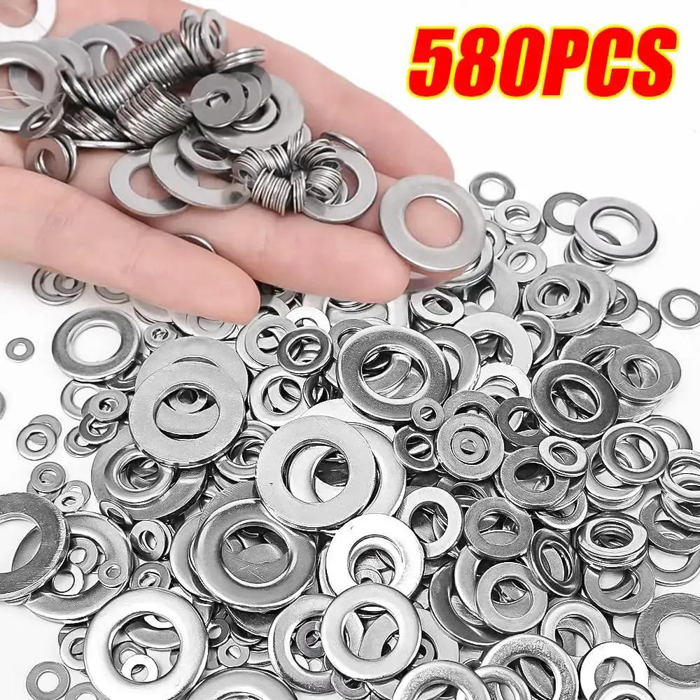 580 Piece Stainless Steel Washer Set From M2 To M12 With Flat And Spring Lock Washers For Home Auto And Industrial Projects A Versatile Durable Fasteners Kit - Image 6