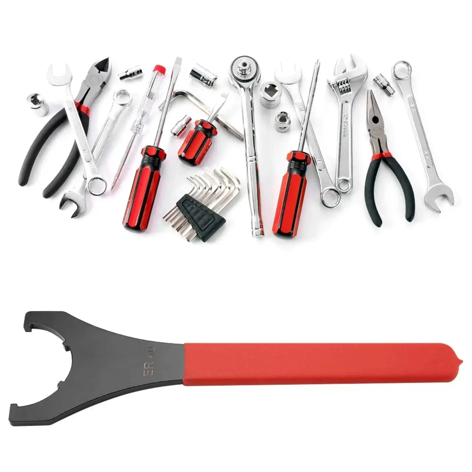 58Mm Opening ER40 Collet Chuck Wrench Handy Pro Grade Spanner For Lathe And CNC Milling Chucks Red Nut Removal Tool For ER40UM Nuts And Cutter Rod Handles - Image 7